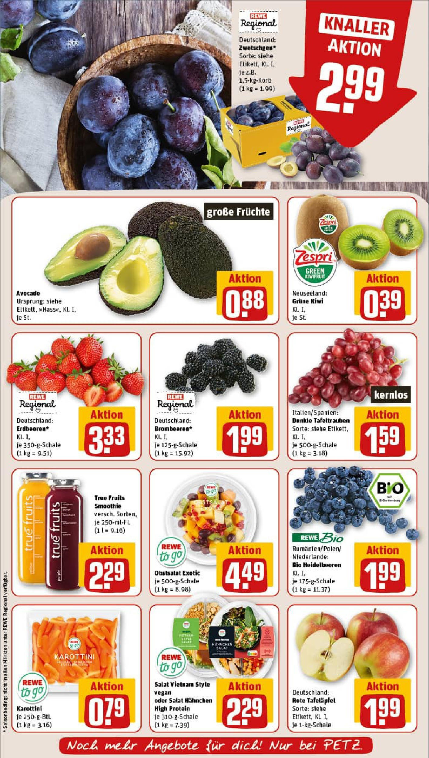 REWE Prospekt ab 27.07.2025 zum Blättern » Angebote | Seite: 10 | Produkte: Heidelbeeren, Avocado, Kiwi, Salat REWE Prospekt ab 27.07.2025 zum Blättern » Angebote | Seite: 10 | Produkte: Heidelbeeren, Avocado, Kiwi, Salat