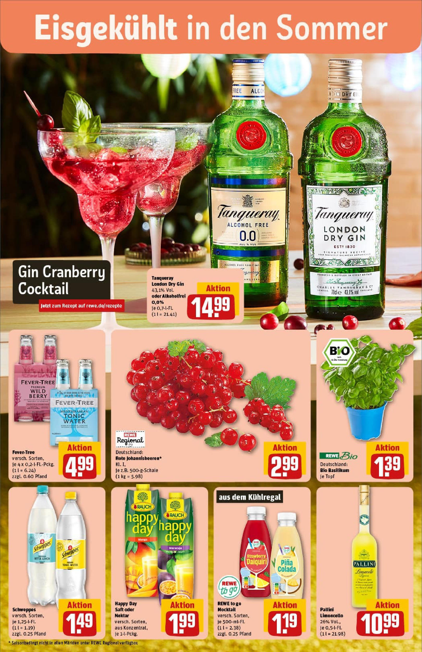 REWE Prospekt ab 27.07.2025 zum Blättern » Angebote | Seite: 4 | Produkte: Schweppes, Limoncello, Saft, Gin