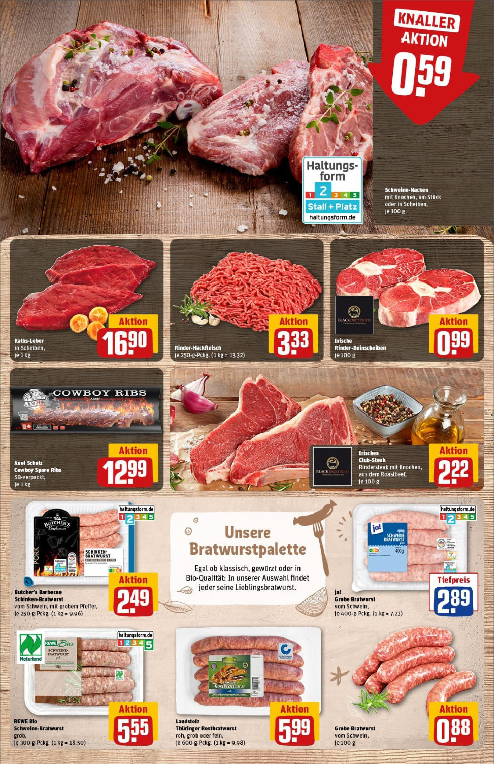 REWE Prospekt ab 27.07.2025 zum Blättern » Angebote | Seite: 11 | Produkte: Bratwurst, Spare ribs, Roastbeef, Kalbsleber