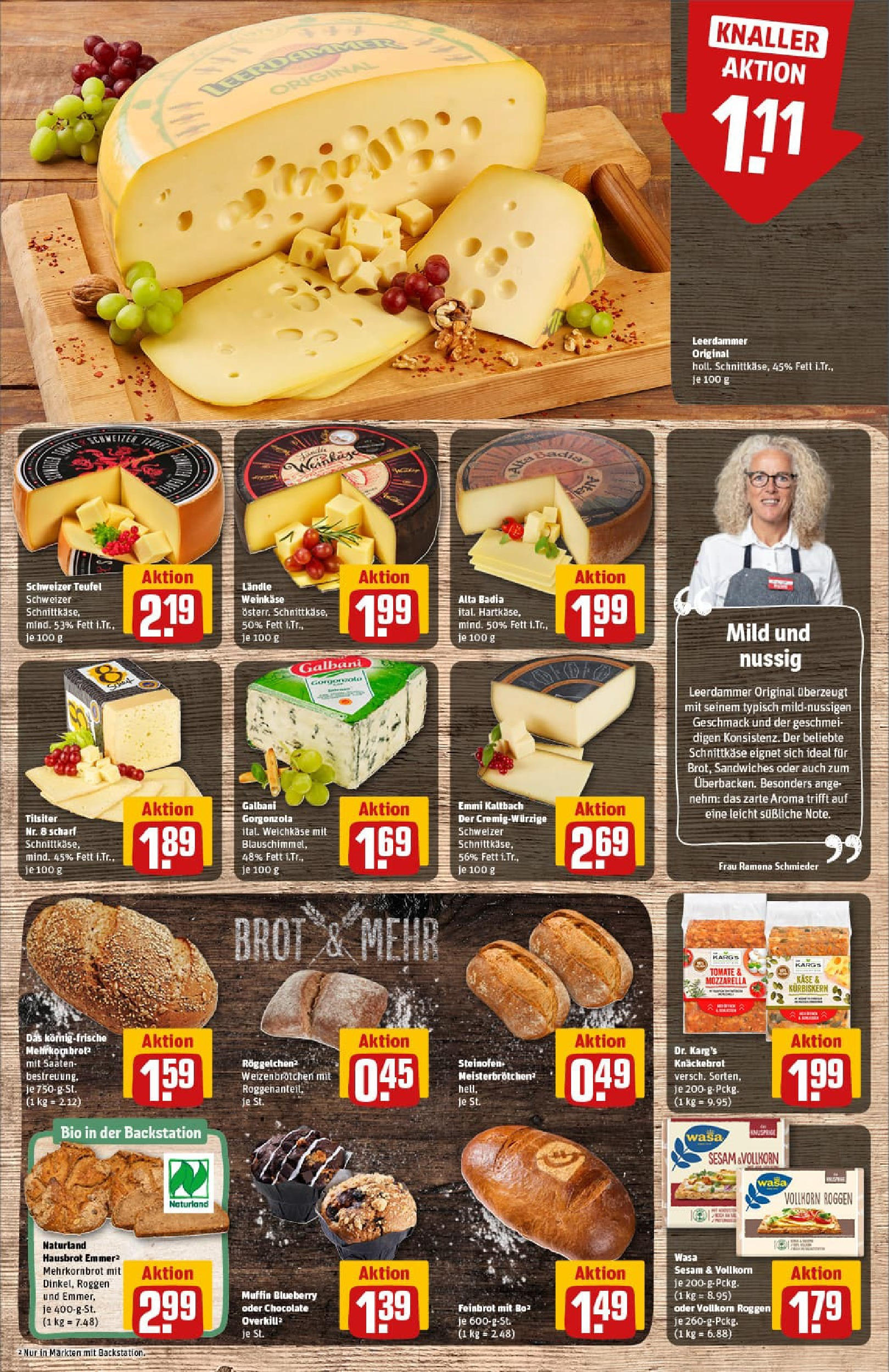 REWE Prospekt ab 27.07.2025 zum Blättern » Angebote | Seite: 15 | Produkte: Käse, Mozzarella, Leerdammer, Brot
