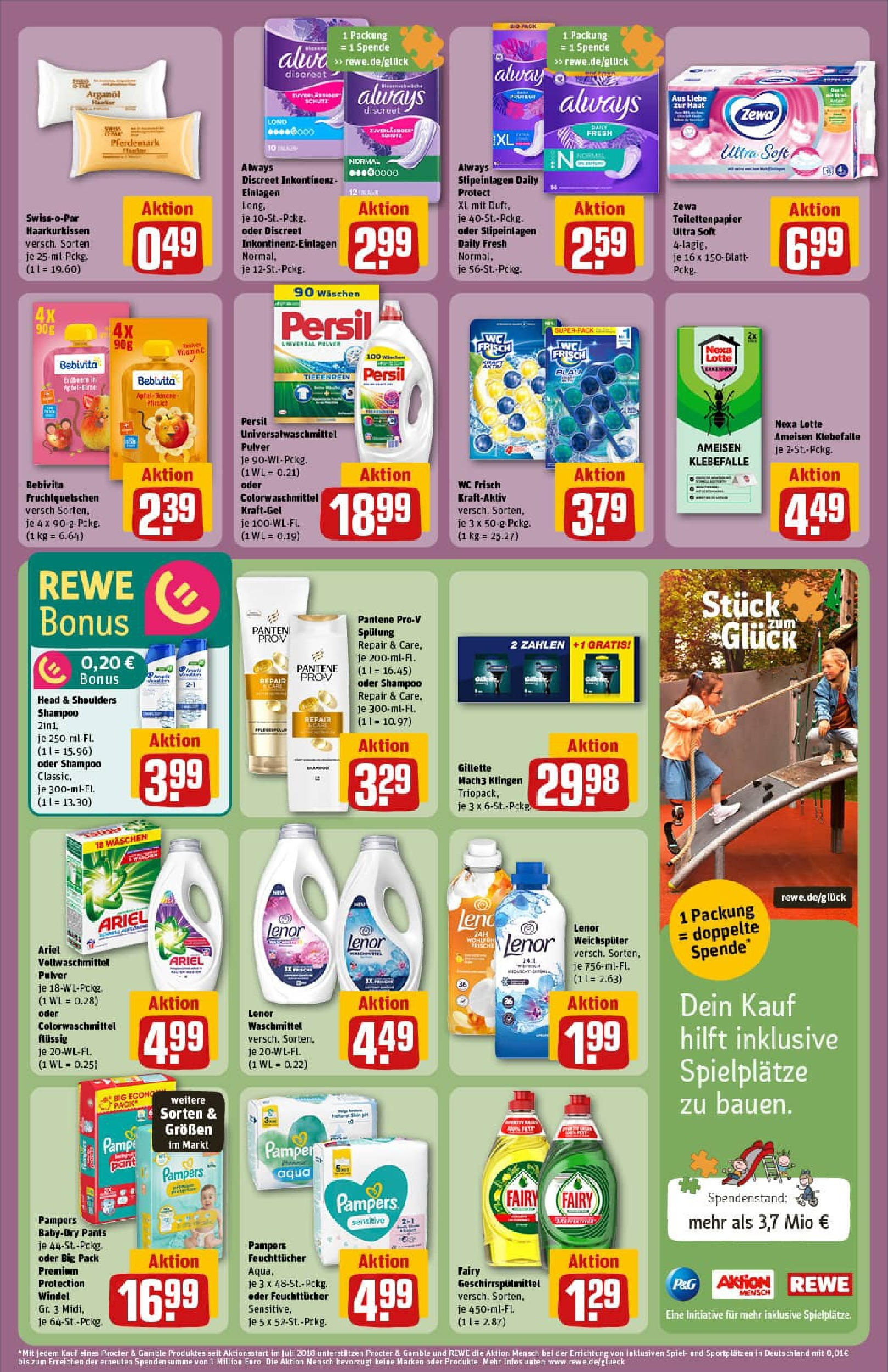 REWE Prospekt ab 27.07.2025 zum Blättern » Angebote | Seite: 29 | Produkte: Zewa, Shampoo, Weichspüler, Pfirsich
