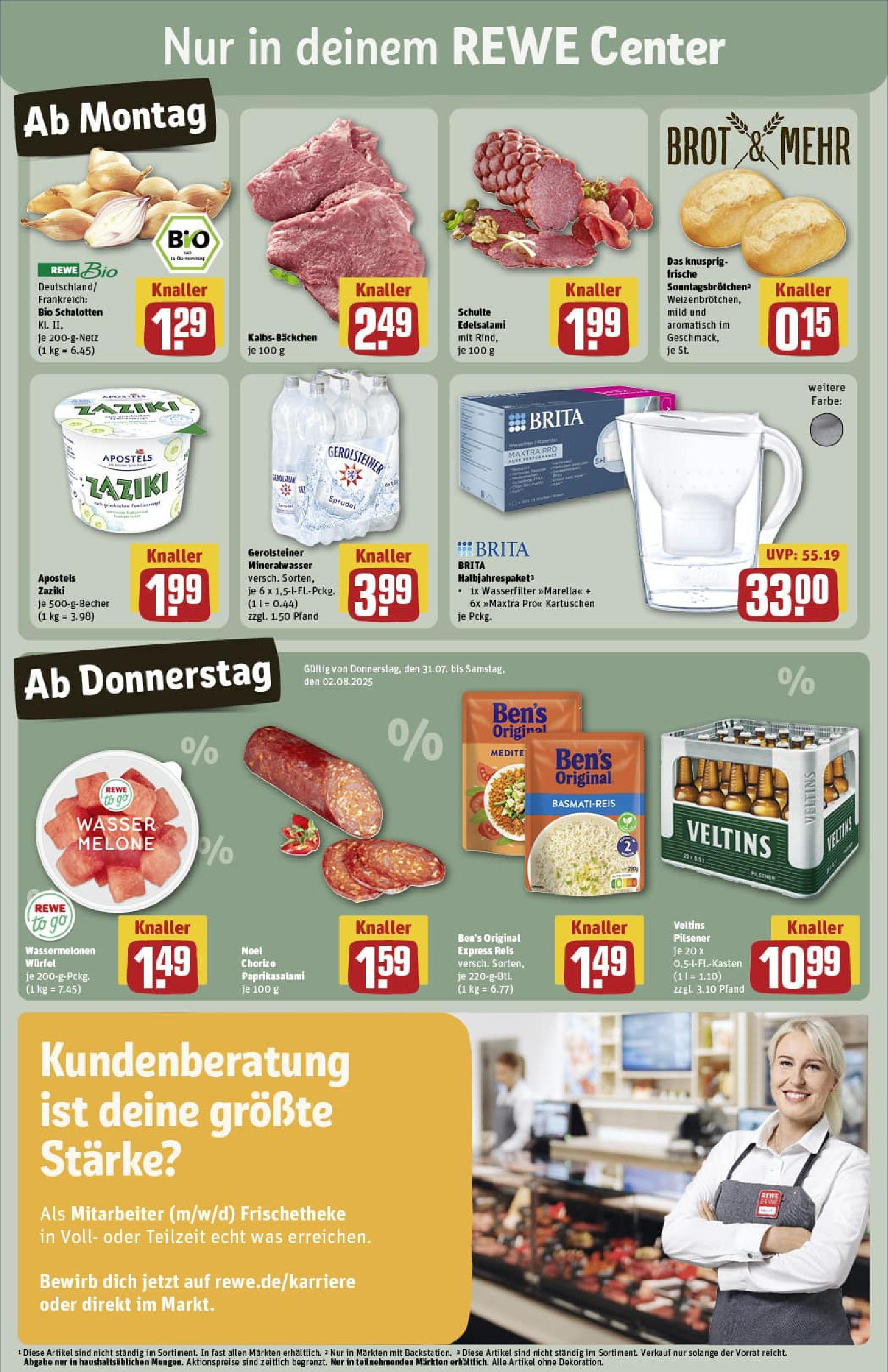 REWE Prospekt ab 27.07.2025 zum Blättern » Angebote | Seite: 3 | Produkte: Mineralwasser, Brot, Salami, Gerolsteiner