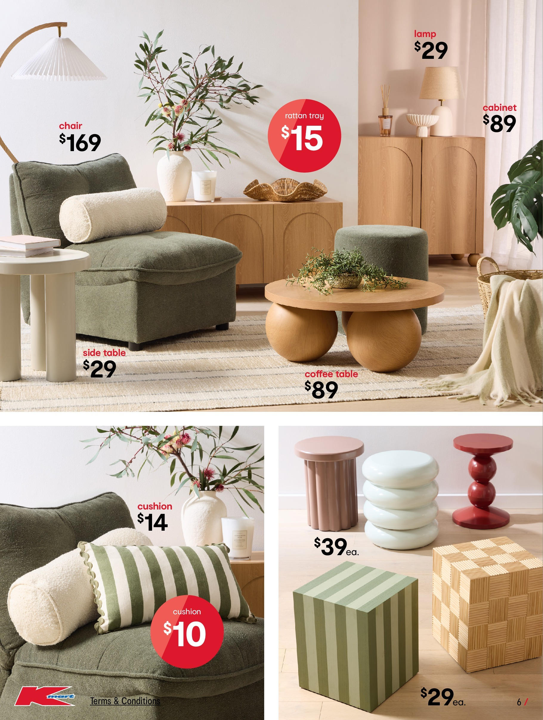 ﻿﻿Kmart catalogue valid from 23/07/2025 > Online Australia | Page: 6 | Products: Coffee table, Table, Chair, Cushion