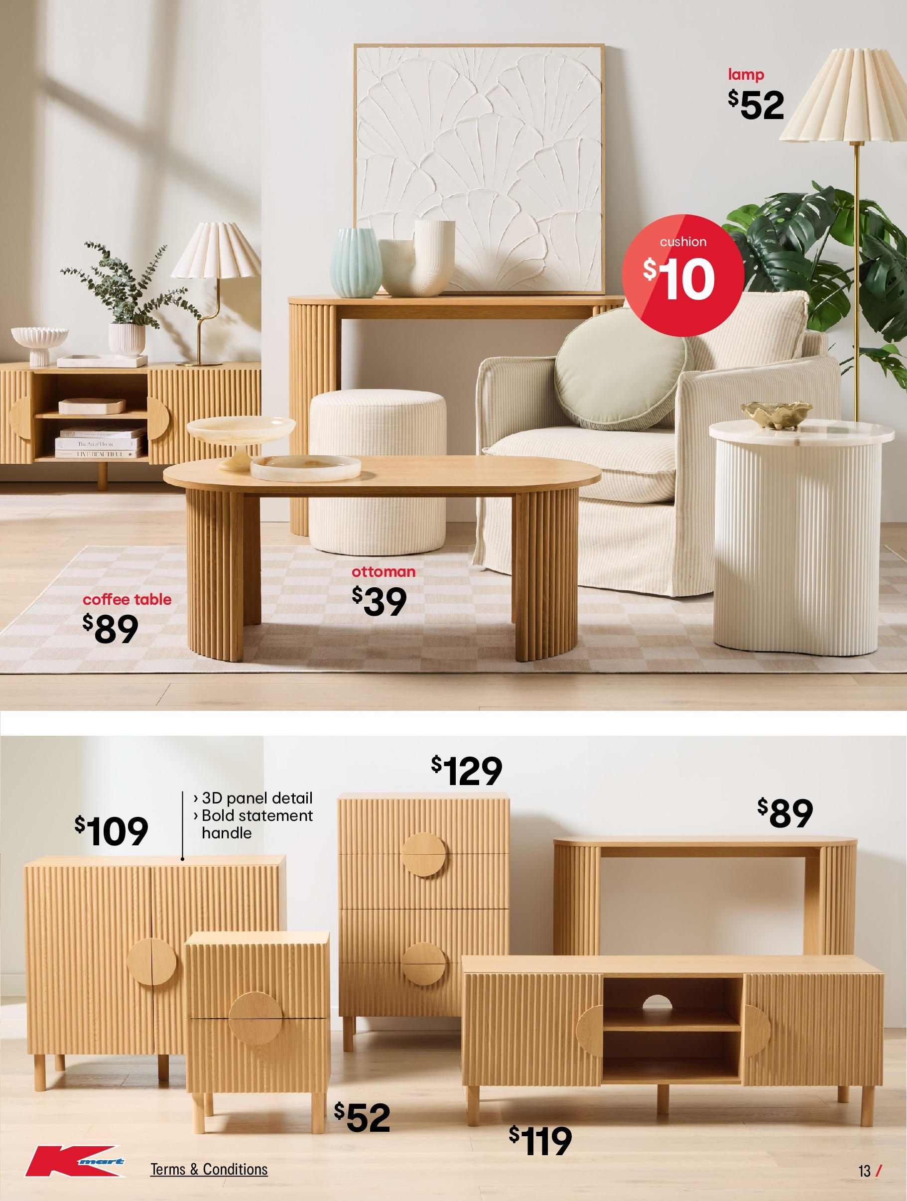﻿﻿Kmart catalogue valid from 23/07/2025 > Online Australia | Page: 13 | Products: Table, Cushion, Lamp, Ottoman