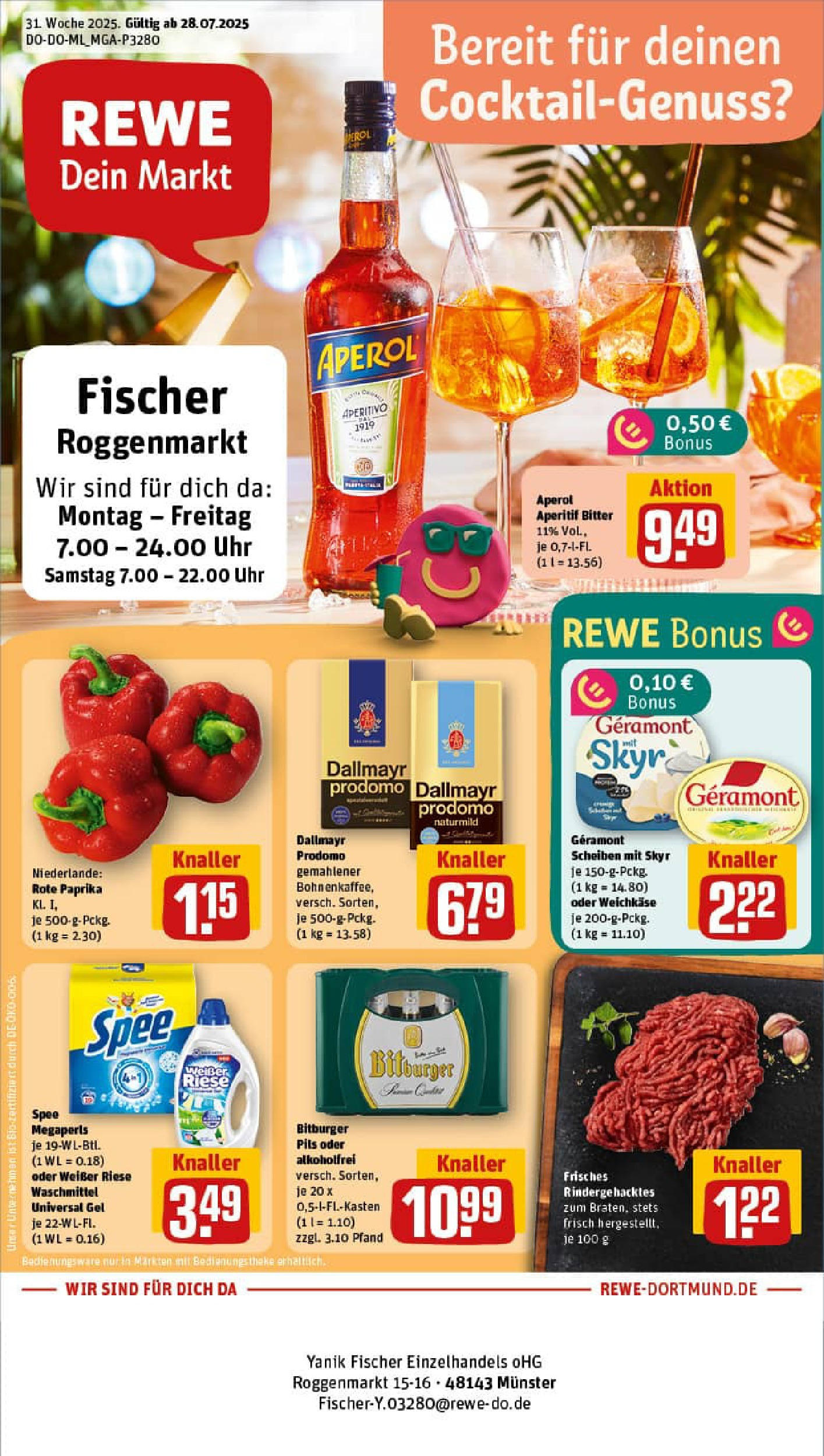 REWE Prospekt ab 27.07.2025 nächste Woche - Prospekt Münster Vorschau von dem Prospekt des Geschäftes Rewe, gültig ab dem 27.07.2025