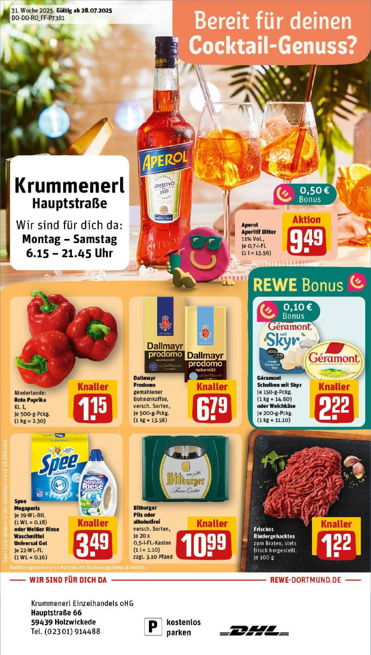 REWE Prospekt ab 27.07.2025 nächste Woche - Prospekt Holzwickede Vorschau von dem Prospekt des Geschäftes Rewe, gültig ab dem 27.07.2025
