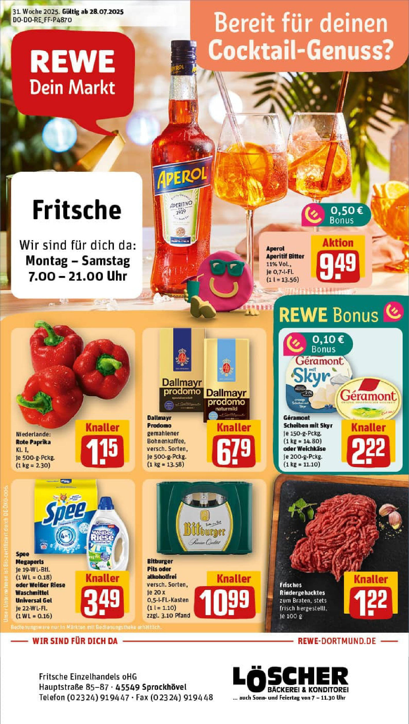 REWE Prospekt ab 27.07.2025 nächste Woche - Prospekt Sprockhövel	