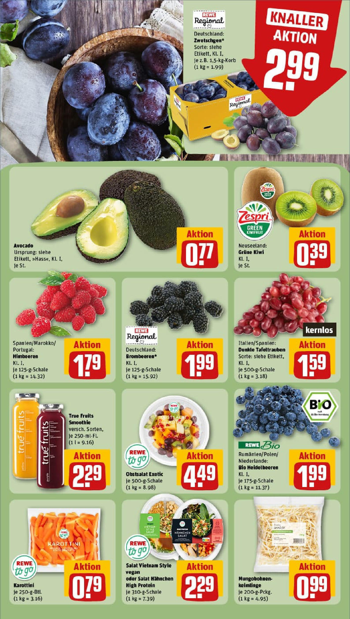REWE Prospekt ab 27.07.2025 zum Blättern » Angebote | Seite: 10 | Produkte: Himbeeren, Avocado, Kiwi, Salat REWE Prospekt ab 27.07.2025 zum Blättern » Angebote | Seite: 10 | Produkte: Himbeeren, Avocado, Kiwi, Salat