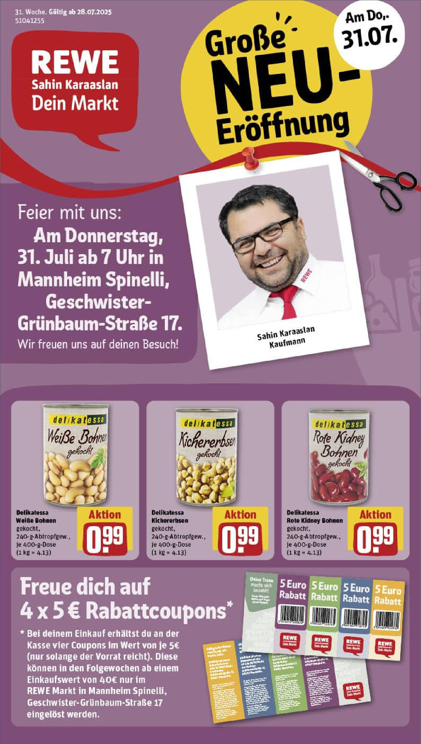 REWE Prospekt ab 27.07.2025 nächste Woche - Prospekt Mannheim Vorschau von dem Prospekt des Geschäftes Rewe, gültig ab dem 27.07.2025