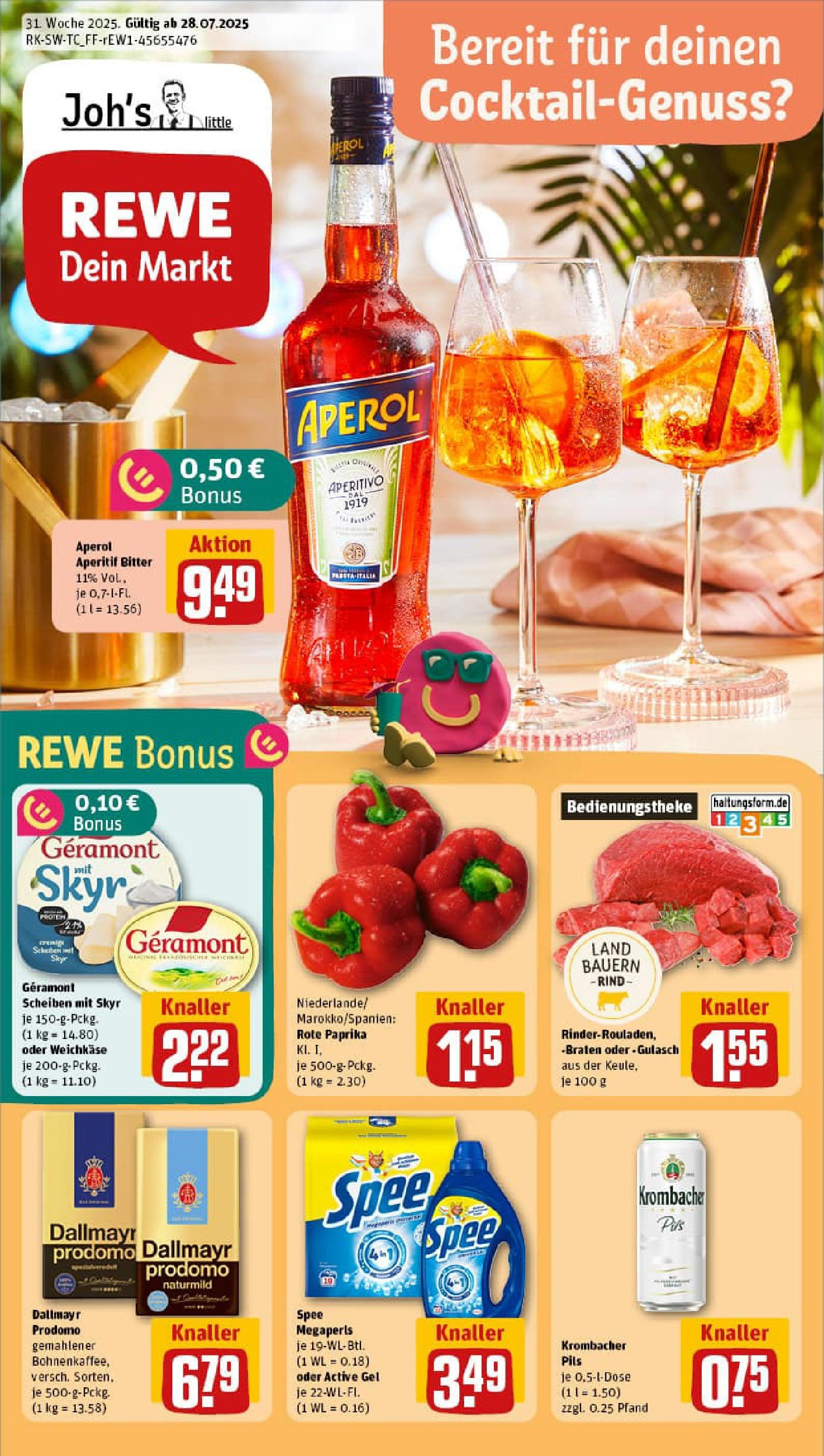 REWE Prospekt ab 27.07.2025 zum Blättern » Angebote | Seite: 1 | Produkte: Pils, Dallmayr, Spee, Gulasch REWE Prospekt ab 27.07.2025 zum Blättern » Angebote | Seite: 1 | Produkte: Pils, Dallmayr, Spee, Gulasch