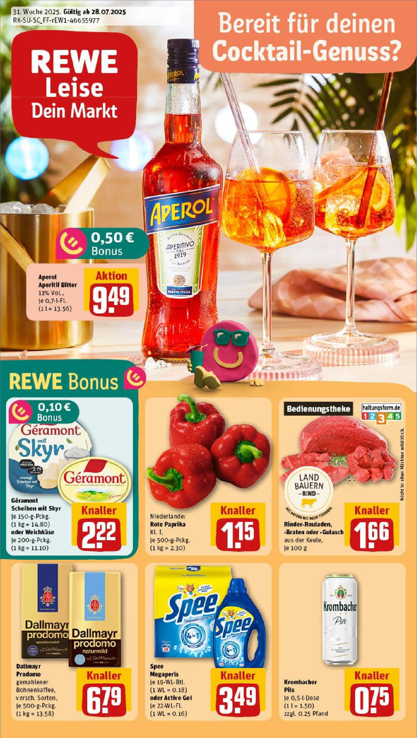 REWE Prospekt ab 27.07.2025 zum Blättern » Angebote | Seite: 1 | Produkte: Spee, Gulasch, Krombacher, Dallmayr prodomo REWE Prospekt ab 27.07.2025 zum Blättern » Angebote | Seite: 1 | Produkte: Spee, Gulasch, Krombacher, Dallmayr prodomo