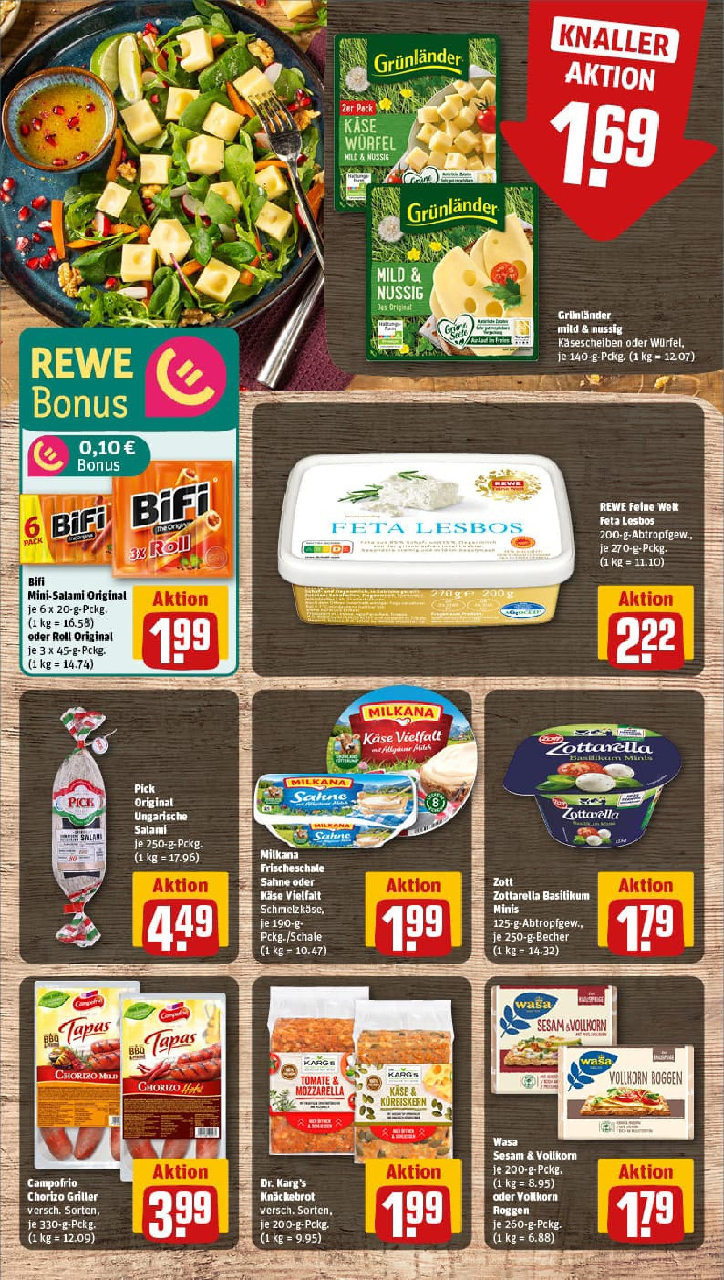 REWE Prospekt ab 27.07.2025 zum Blättern » Angebote | Seite: 13 | Produkte: Feta, Käse, Bifi, Grunlander REWE Prospekt ab 27.07.2025 zum Blättern » Angebote | Seite: 13 | Produkte: Feta, Käse, Bifi, Grunlander