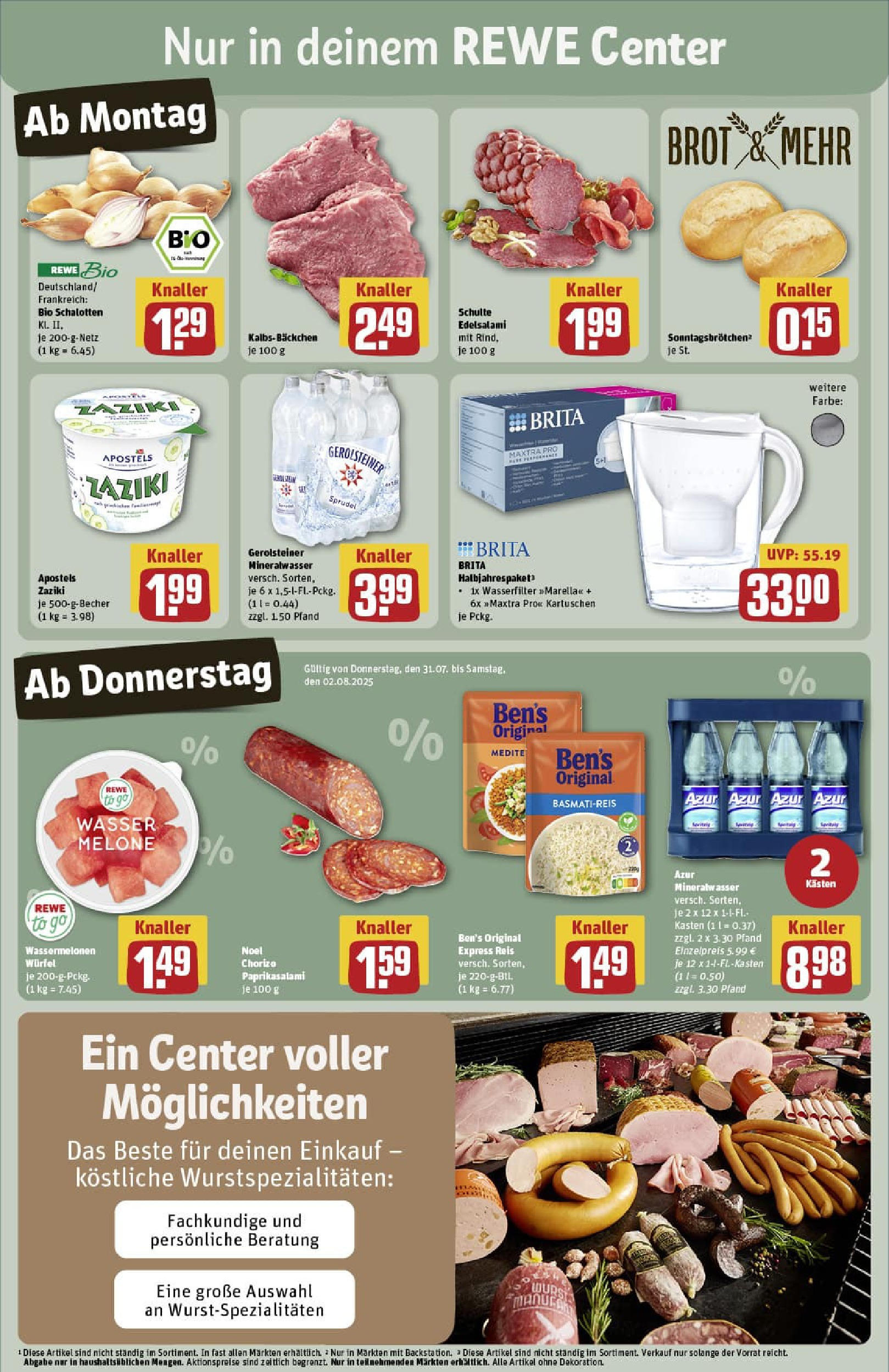 REWE Prospekt ab 27.07.2025 zum Blättern » Angebote | Seite: 3 | Produkte: Basmatireis, Wasser, Melone, Reis REWE Prospekt ab 27.07.2025 zum Blättern » Angebote | Seite: 3 | Produkte: Basmatireis, Wasser, Melone, Reis