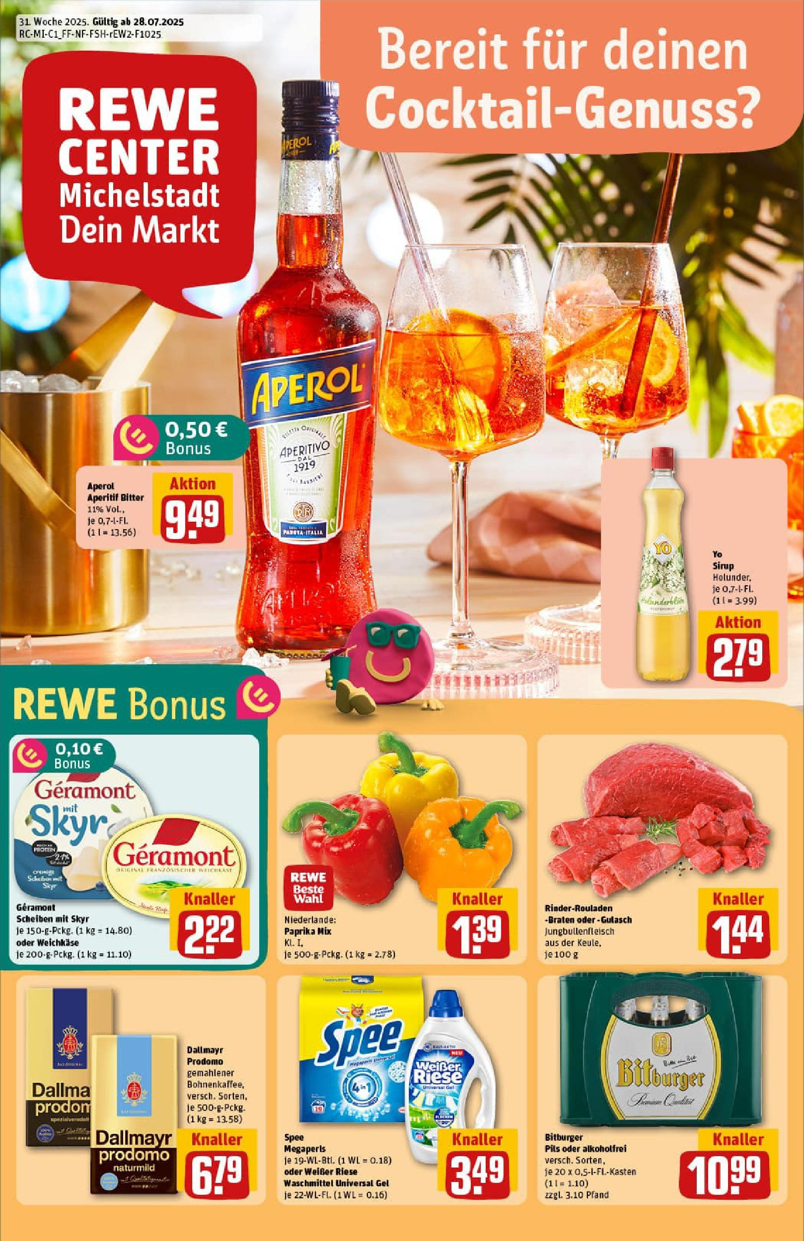 REWE Prospekt ab 27.07.2025 nächste Woche - Prospekt Michelstadt Vorschau von dem Prospekt des Geschäftes Rewe, gültig ab dem 27.07.2025