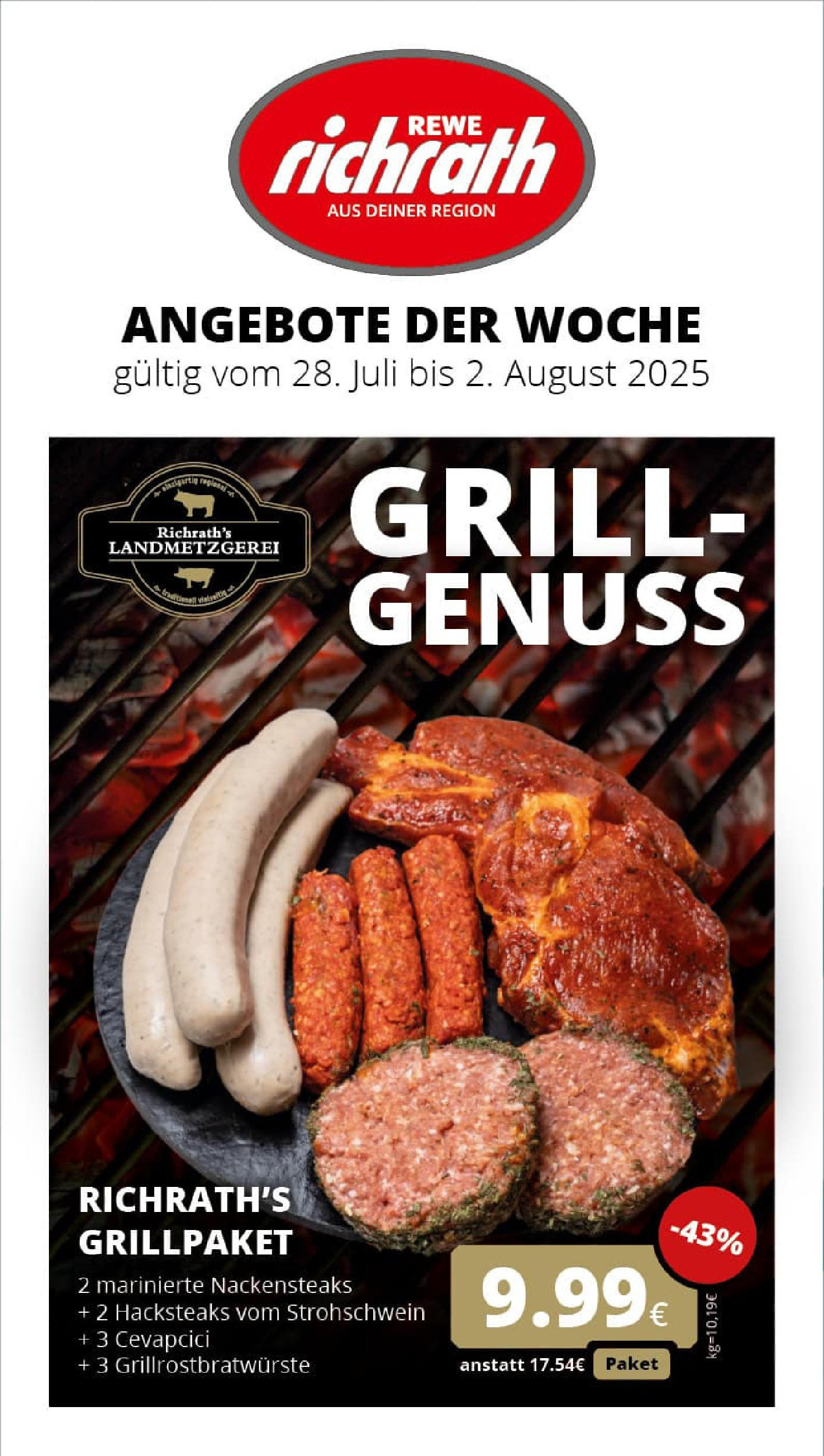 REWE Prospekt ab 27.07.2025 zum Blättern » Angebote | Seite: 1 | Produkte: Nackensteaks, Grill, Cevapcici REWE Prospekt ab 27.07.2025 zum Blättern » Angebote | Seite: 1 | Produkte: Nackensteaks, Grill, Cevapcici
