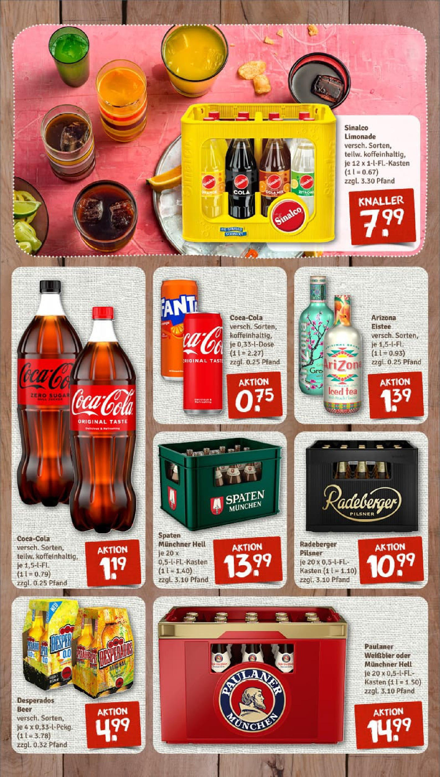 REWE Prospekt ab 27.07.2025 zum Blättern » Angebote | Seite: 15 | Produkte: Sinalco, Cola, Desperados, Paulaner