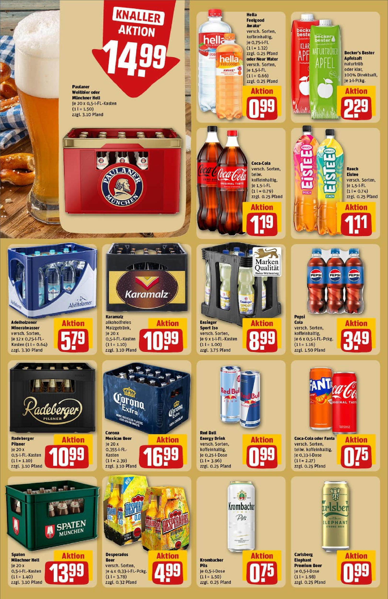 REWE Prospekt ab 27.07.2025 zum Blättern » Angebote | Seite: 22 | Produkte: Red bull, Carlsberg, Adelholzener, Pepsi REWE Prospekt ab 27.07.2025 zum Blättern » Angebote | Seite: 22 | Produkte: Red bull, Carlsberg, Adelholzener, Pepsi