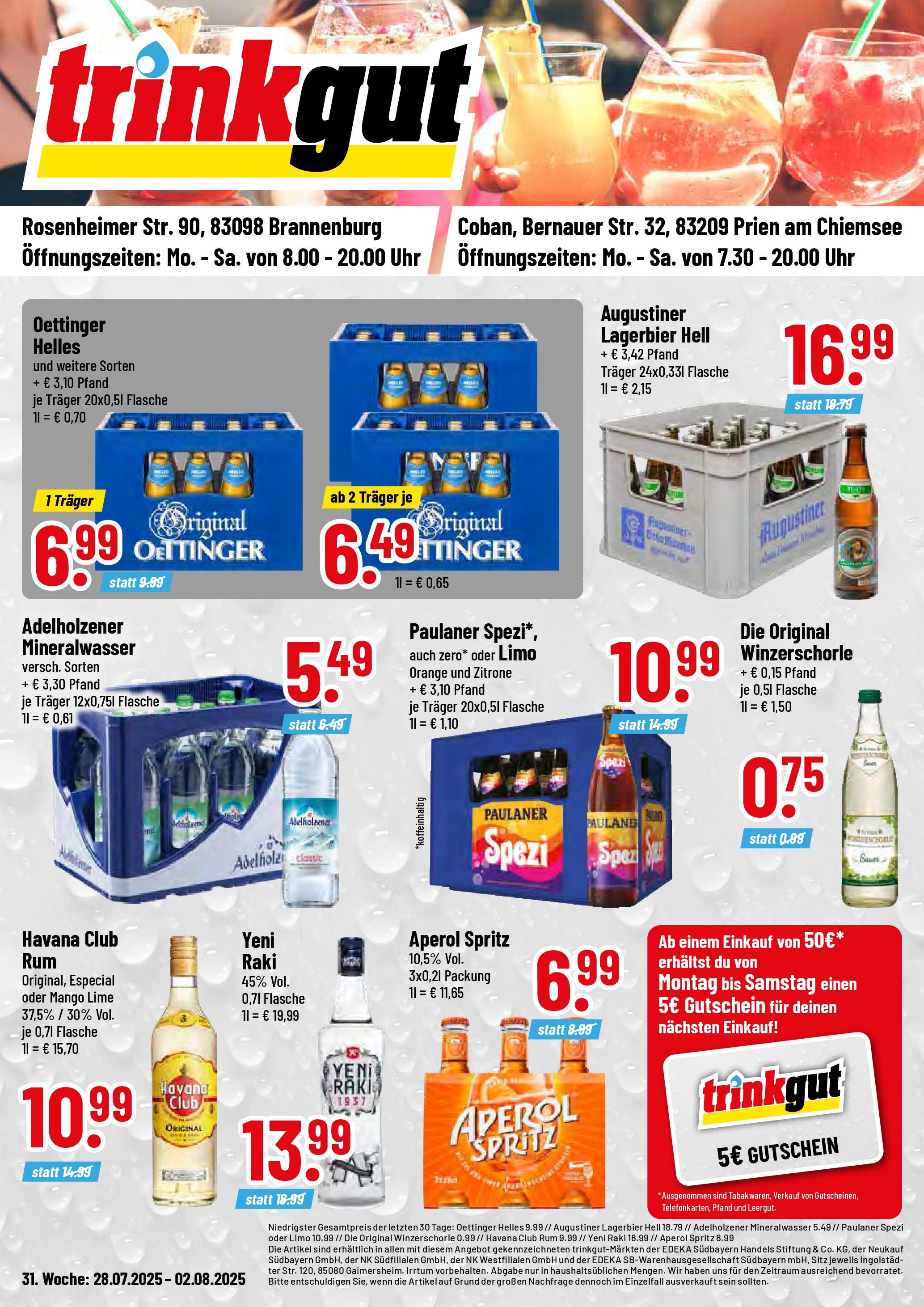 Trinkgut prospekt Prien am Chiemsee (ab 27.07.2025) » Angebote ab Montag | Seite: 1 Trinkgut prospekt Prien am Chiemsee (ab 27.07.2025) » Angebote online | Seite: 1