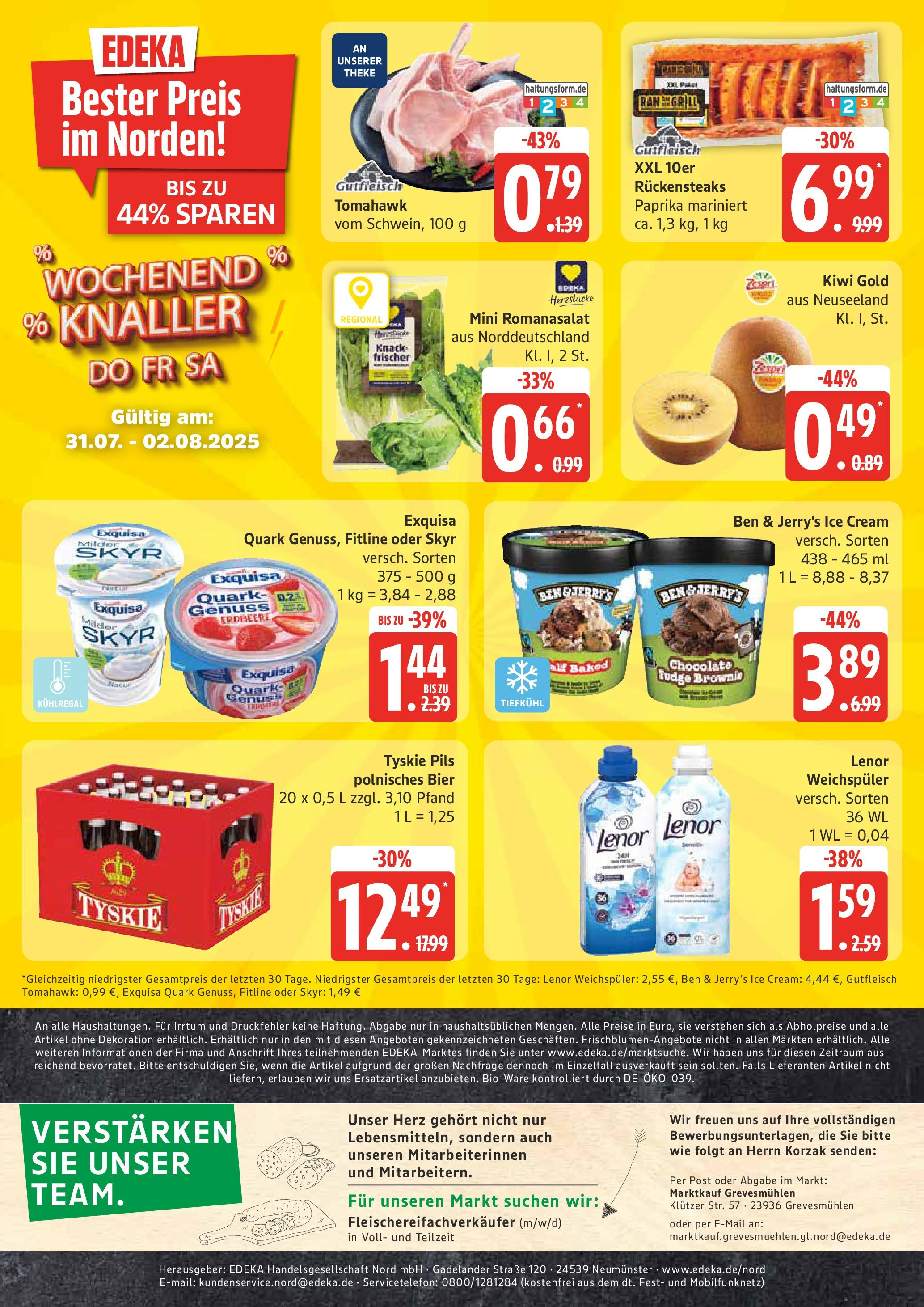 Marktkauf prospekt Grevesmühlen (ab 28.07.2025) » Angebote ab Montag | Seite: 24 | Produkte: Bier, Ben & Jerry's, Weichspüler, Kiwi Marktkauf prospekt Grevesmühlen (ab 28.07.2025) » Angebote online | Seite: 24 | Produkte: Bier, Ben & Jerry's, Weichspüler, Kiwi