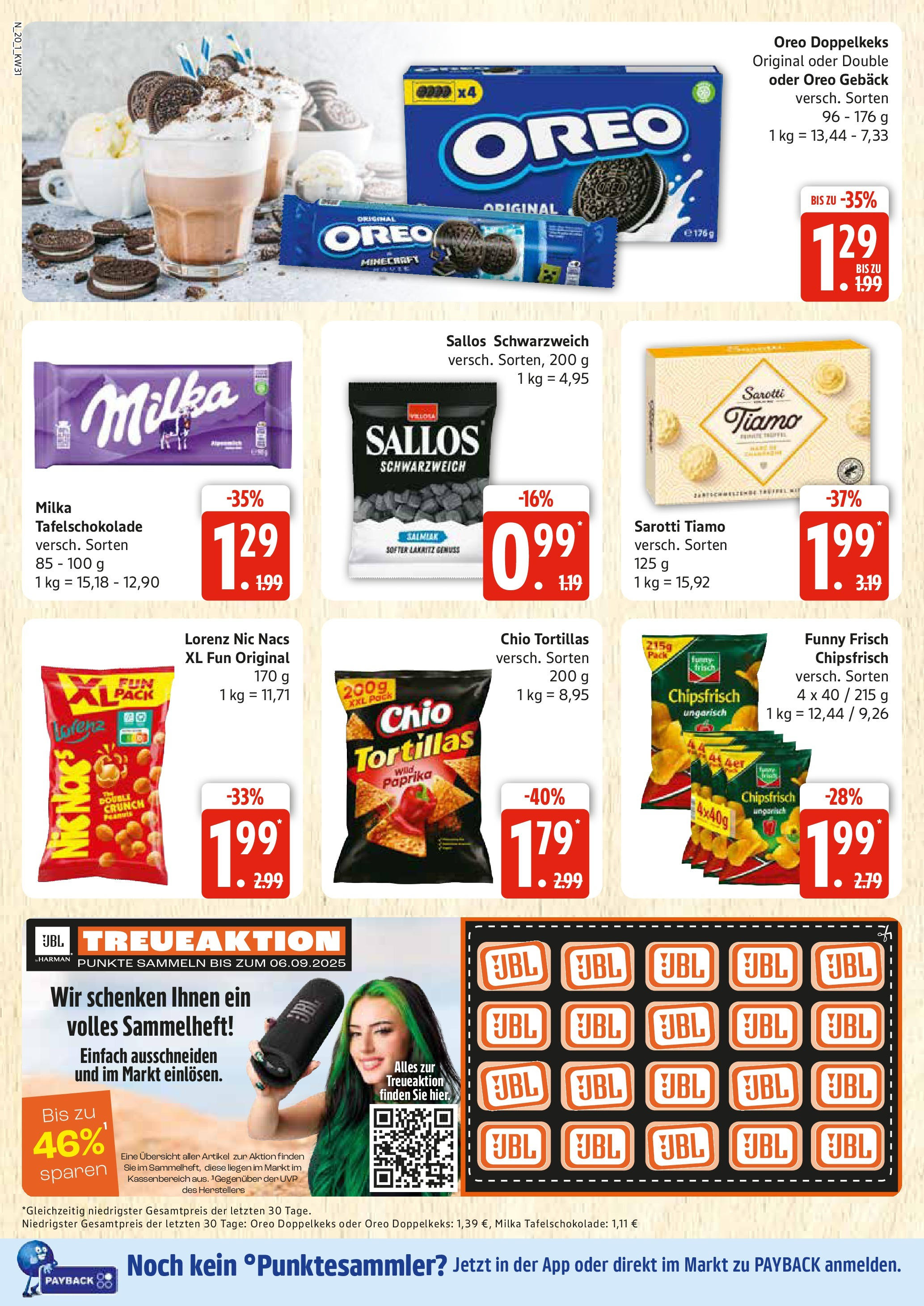 Edeka prospekt Rostock (ab 27.07.2025) » Angebote Online | Seite: 20 | Produkte: Funny frisch, Milka, Chio tortillas, Chips Edeka prospekt Rostock (ab 27.07.2025) » Angebote Online | Seite: 20 | Produkte: Funny frisch, Milka, Chio tortillas, Chips