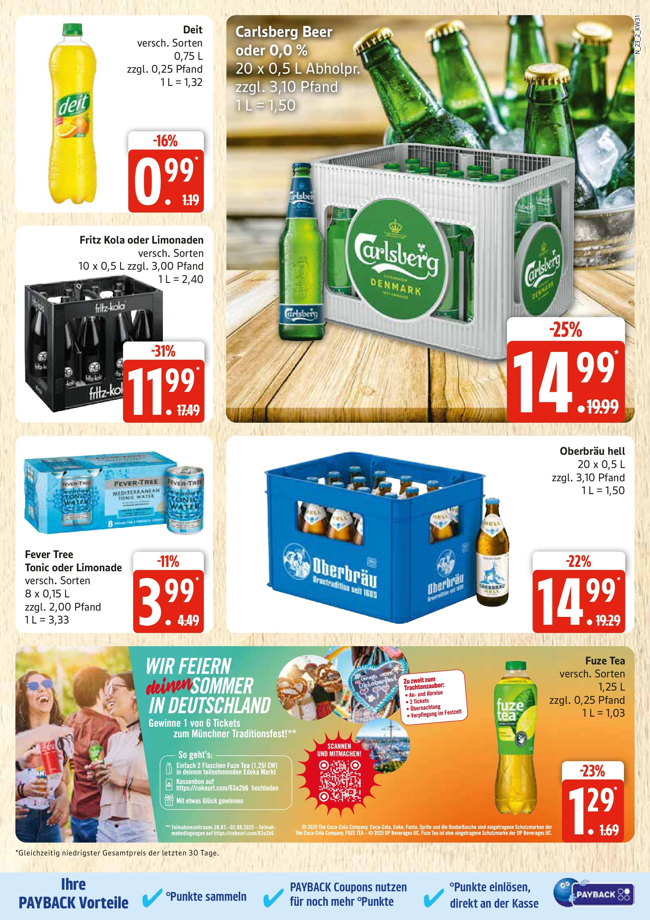 Edeka prospekt Rostock (ab 27.07.2025) » Angebote Online | Seite: 23 | Produkte: Fuze tea, Sprite, Carlsberg, Fritz kola Edeka prospekt Rostock (ab 27.07.2025) » Angebote Online | Seite: 23 | Produkte: Fuze tea, Sprite, Carlsberg, Fritz kola