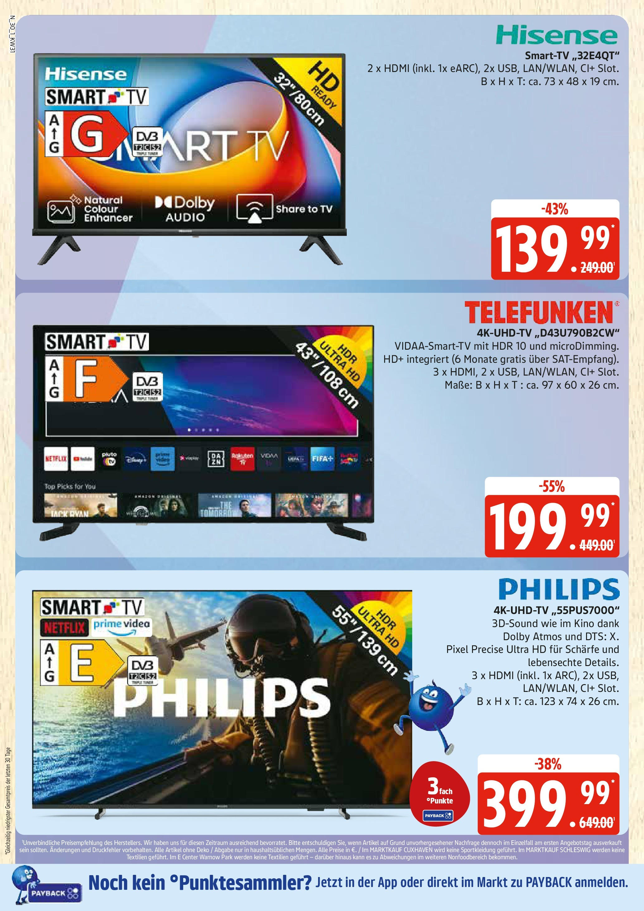 Edeka prospekt Rostock (ab 27.07.2025) » Angebote Online | Seite: 30 | Produkte: Top, Philips, Hisense, Video Edeka prospekt Rostock (ab 27.07.2025) » Angebote Online | Seite: 30 | Produkte: Top, Philips, Hisense, Video