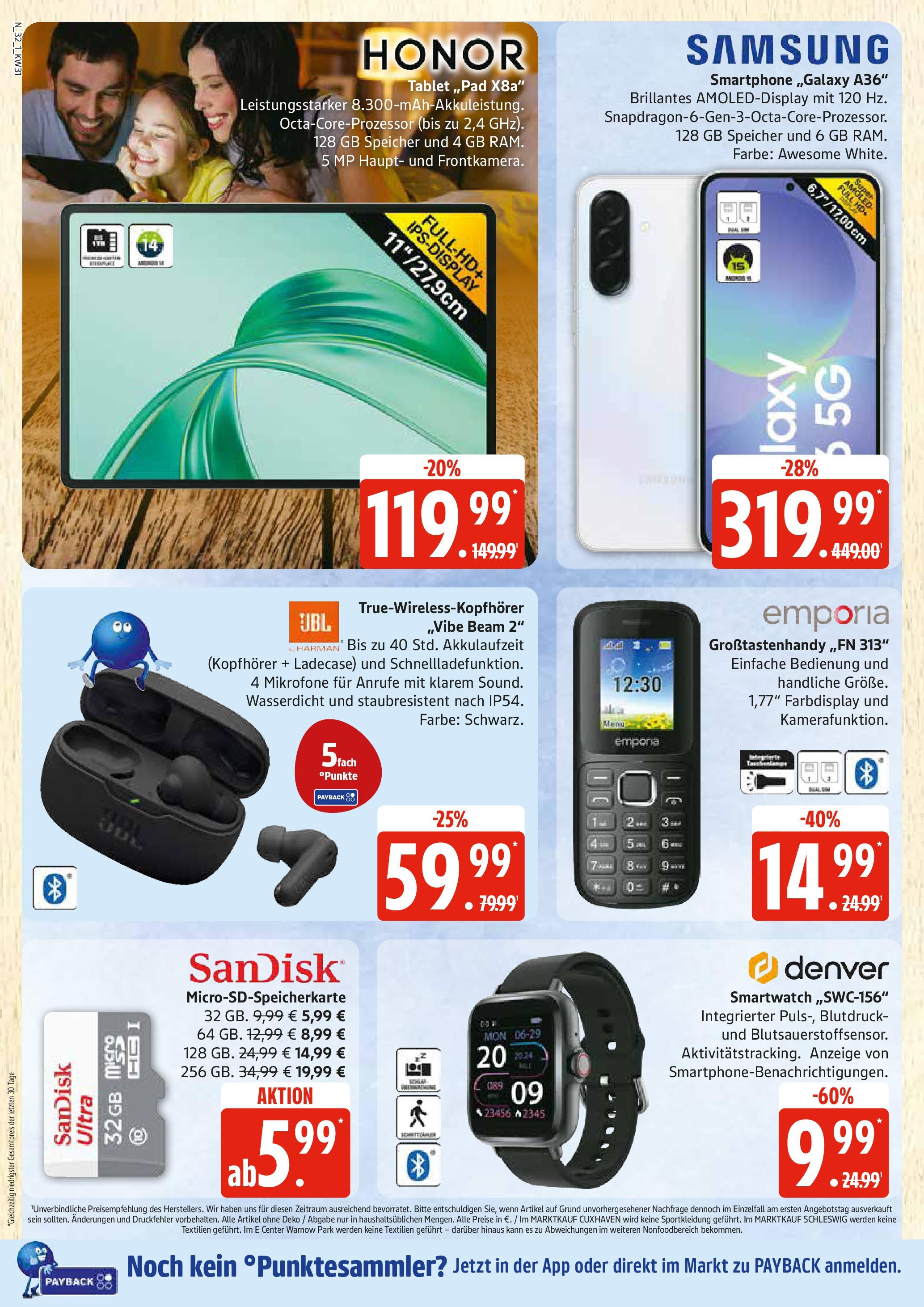Edeka prospekt Rostock (ab 27.07.2025) » Angebote Online | Seite: 32 | Produkte: Smartwatch, Samsung, Smartphone, Kopfhörer Edeka prospekt Rostock (ab 27.07.2025) » Angebote Online | Seite: 32 | Produkte: Smartwatch, Samsung, Smartphone, Kopfhörer