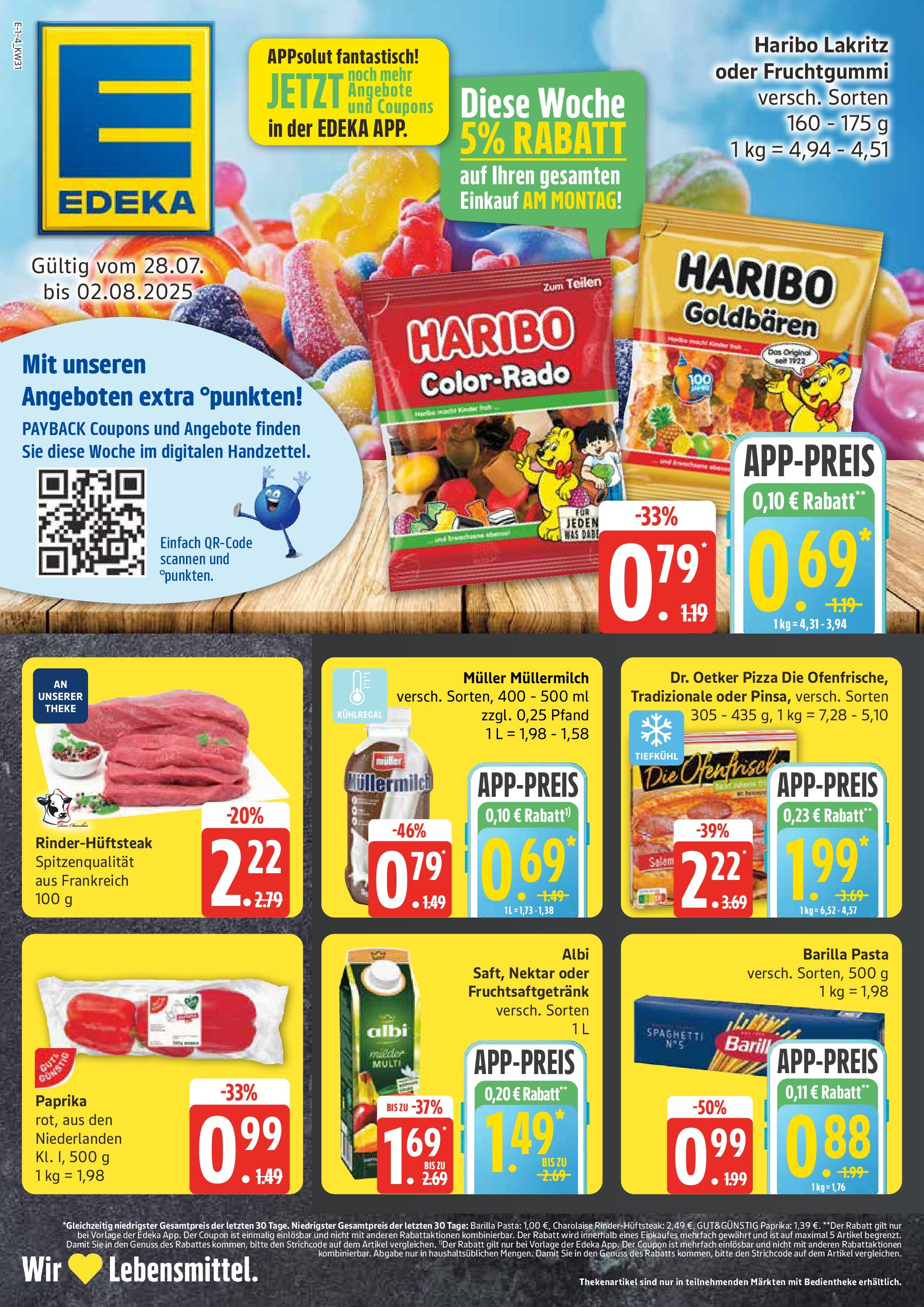Edeka prospekt Rostock (ab 27.07.2025) » Angebote Online | Seite: 5 | Produkte: Pasta, Pizza, Steak, Muller mullermilch Edeka prospekt Rostock (ab 27.07.2025) » Angebote Online | Seite: 5 | Produkte: Pasta, Pizza, Steak, Muller mullermilch