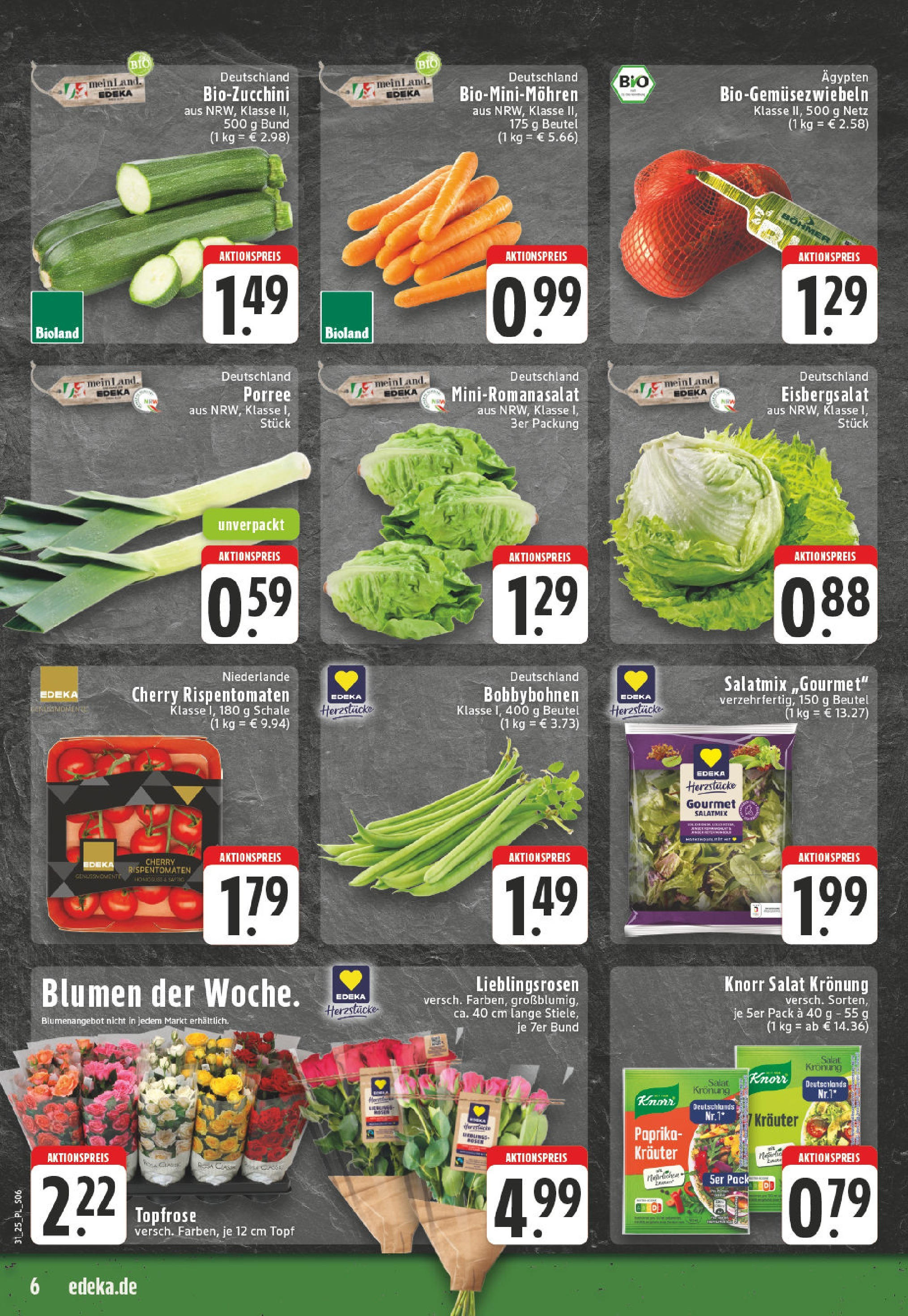 Edeka prospekt Linnich	 (ab 27.07.2025) » Angebote Online | Seite: 6 | Produkte: Blumen, Dressing, Zucchini, Salat