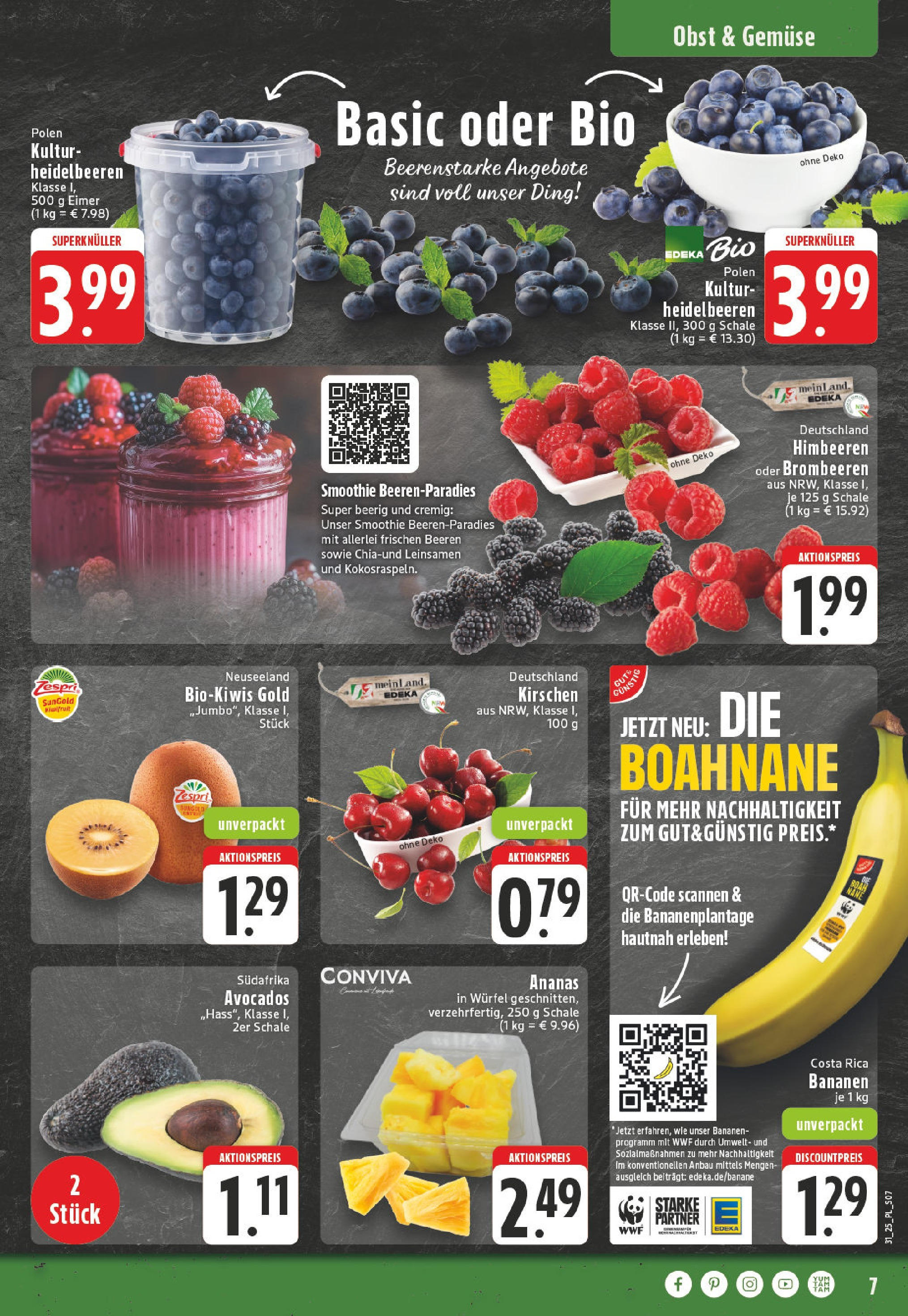Edeka prospekt Linnich	 (ab 27.07.2025) » Angebote Online | Seite: 7 | Produkte: Himbeeren, Ananas, Heidelbeeren, Gemüse