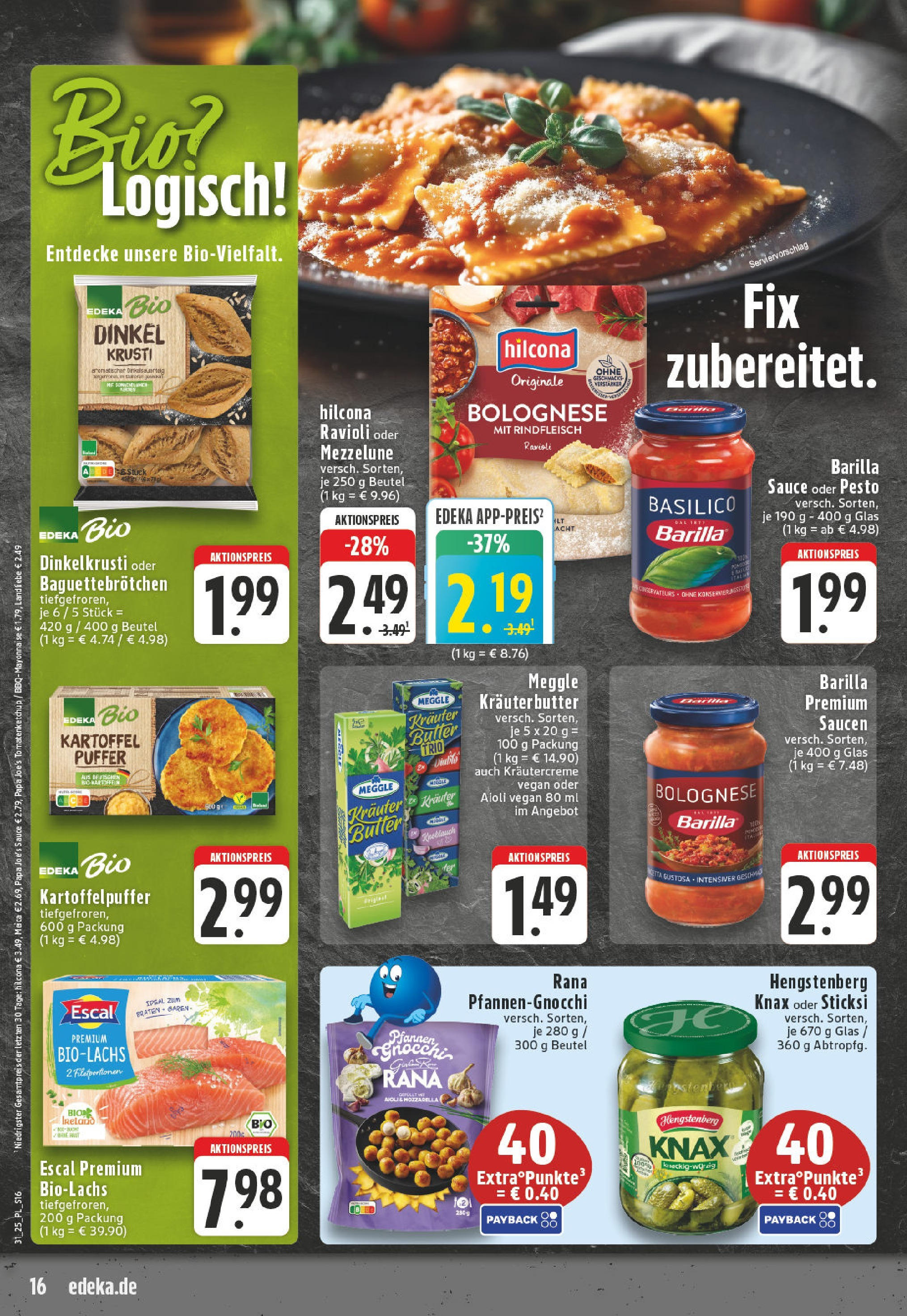 Edeka prospekt Linnich	 (ab 27.07.2025) » Angebote Online | Seite: 16 | Produkte: Barilla, Kräuterbutter, Meica, Pasta