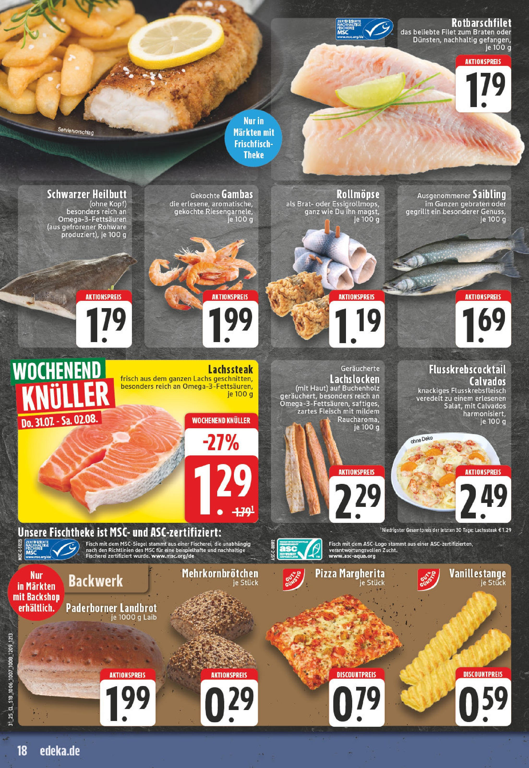 Edeka prospekt Dorsten (ab 27.07.2025) » Angebote Online | Seite: 18 | Produkte: Theke, Fisch, Lachs, Pizza Edeka prospekt Dorsten (ab 27.07.2025) » Angebote Online | Seite: 18 | Produkte: Theke, Fisch, Lachs, Pizza