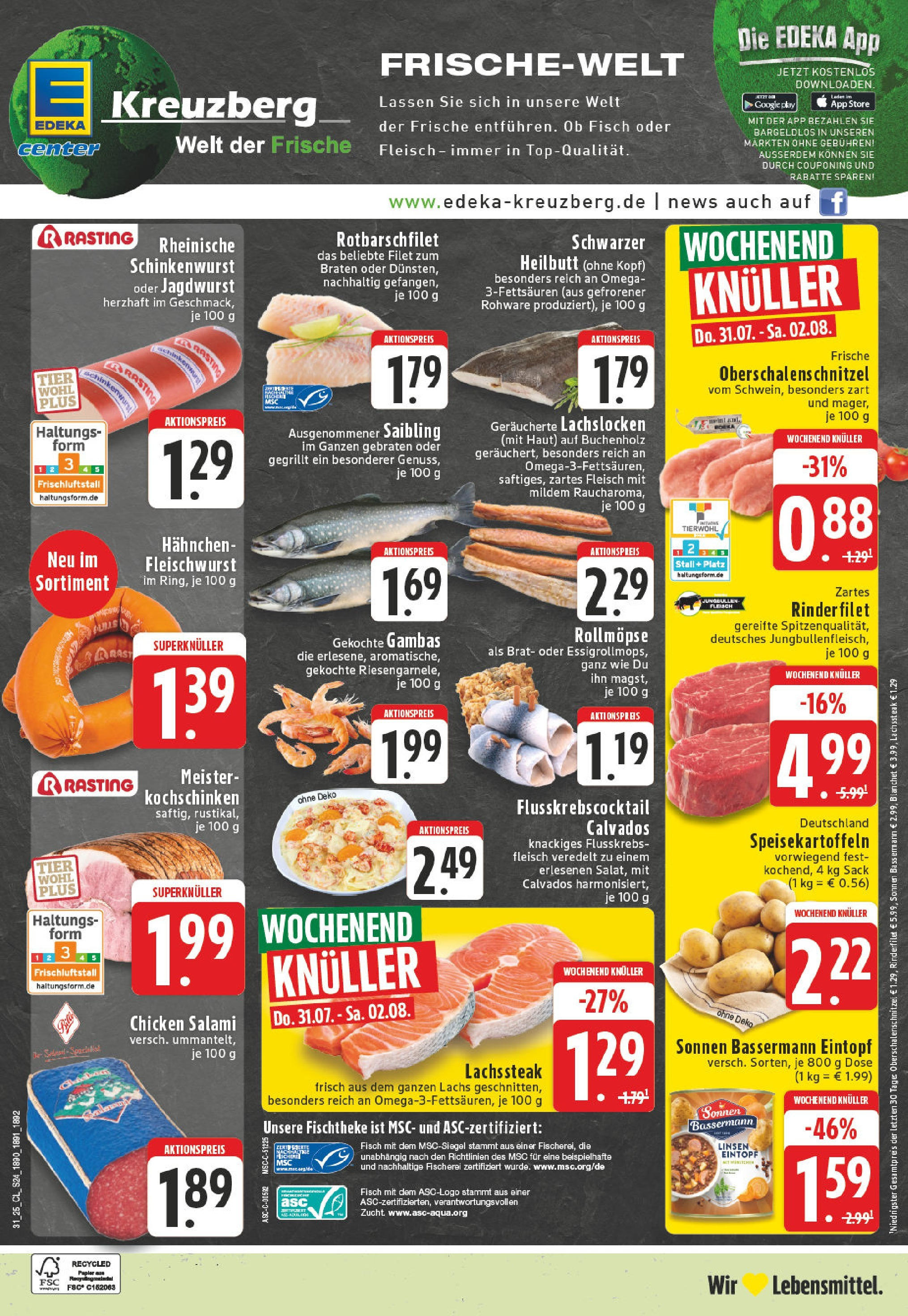 Edeka prospekt Koblenz (ab 27.07.2025) » Angebote Online | Seite: 24 | Produkte: Hahnchen, Fisch, Lachs, Fleisch Edeka prospekt Koblenz (ab 27.07.2025) » Angebote Online | Seite: 24 | Produkte: Hahnchen, Fisch, Lachs, Fleisch