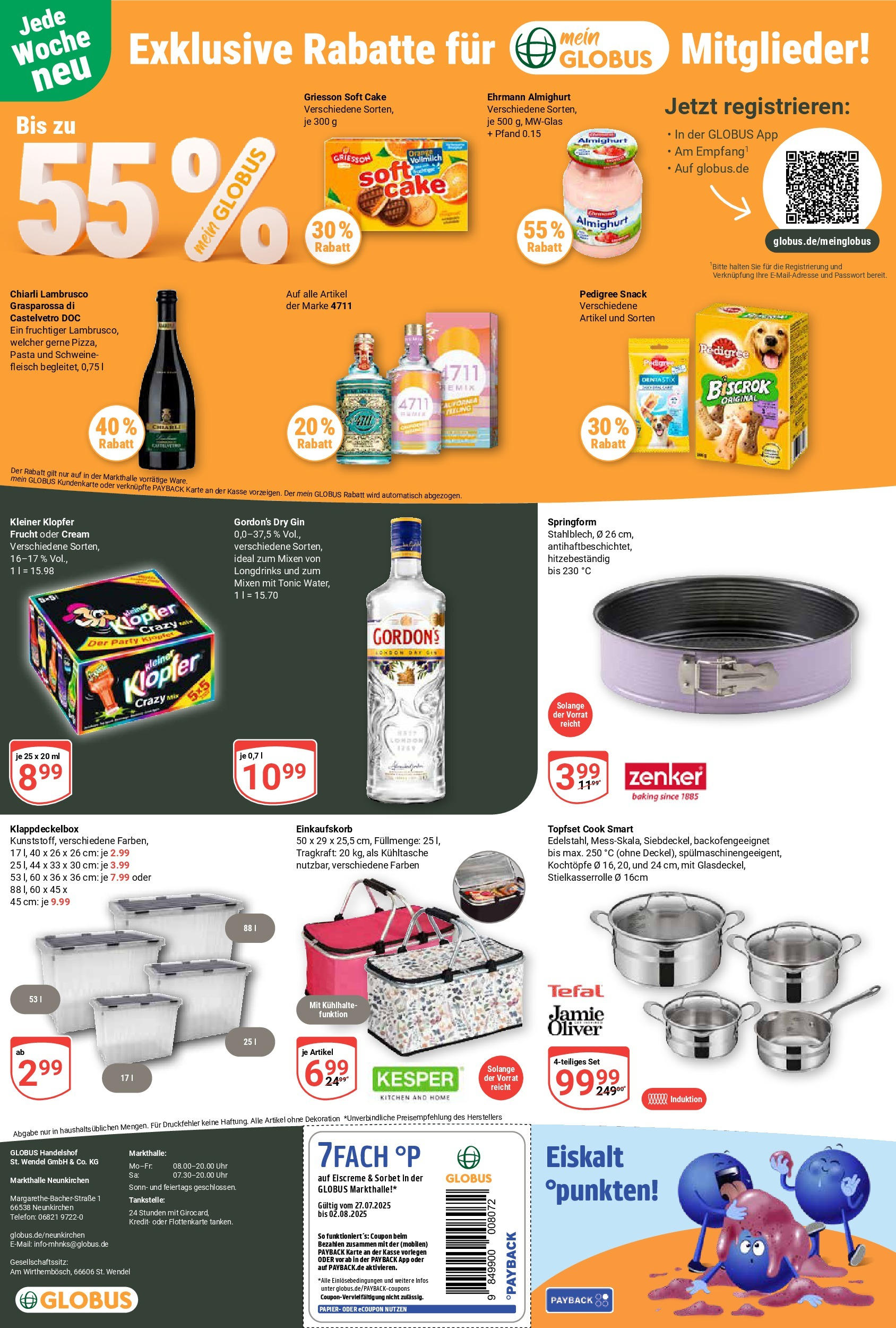 Globus prospekt Neunkirchen (ab 28.07.2025) » Angebote ab Montag | Seite: 24 | Produkte: Ehrmann almighurt, Pasta, Gin, Telefon Globus prospekt Neunkirchen (ab 28.07.2025) » Angebote online | Seite: 24 | Produkte: Ehrmann almighurt, Pasta, Gin, Telefon
