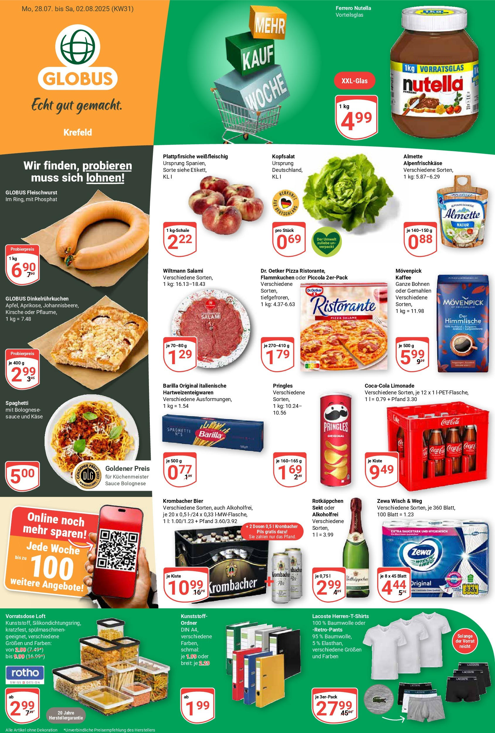 Globus prospekt Krefeld	 (ab 28.07.2025) » Angebote online | Seite: 1 | Produkte: Kaffee, Pils, Limonade, Nutella