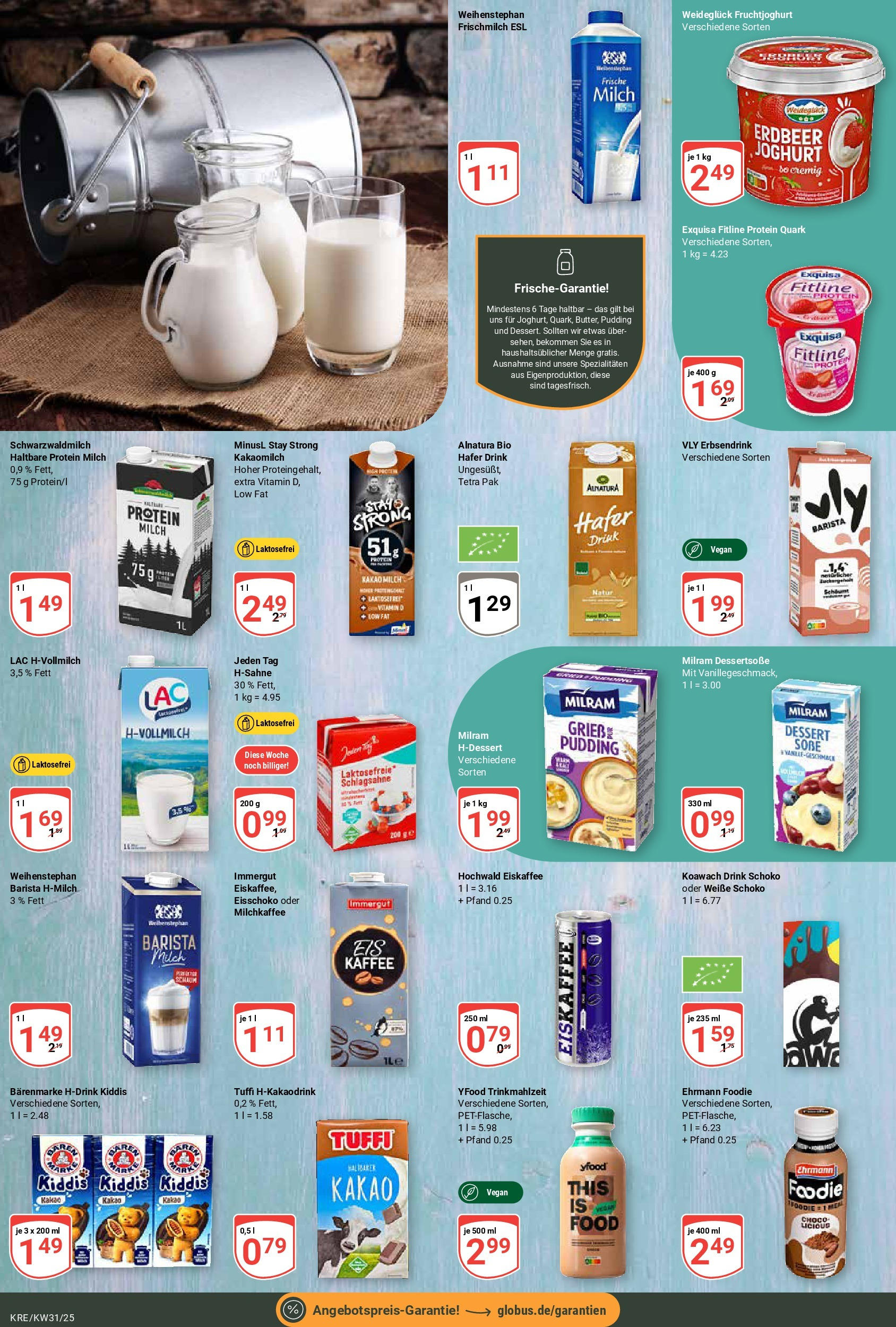 Globus prospekt Krefeld	 (ab 28.07.2025) » Angebote online | Seite: 9 | Produkte: Schlagsahne, Milch, Joghurt, Milram