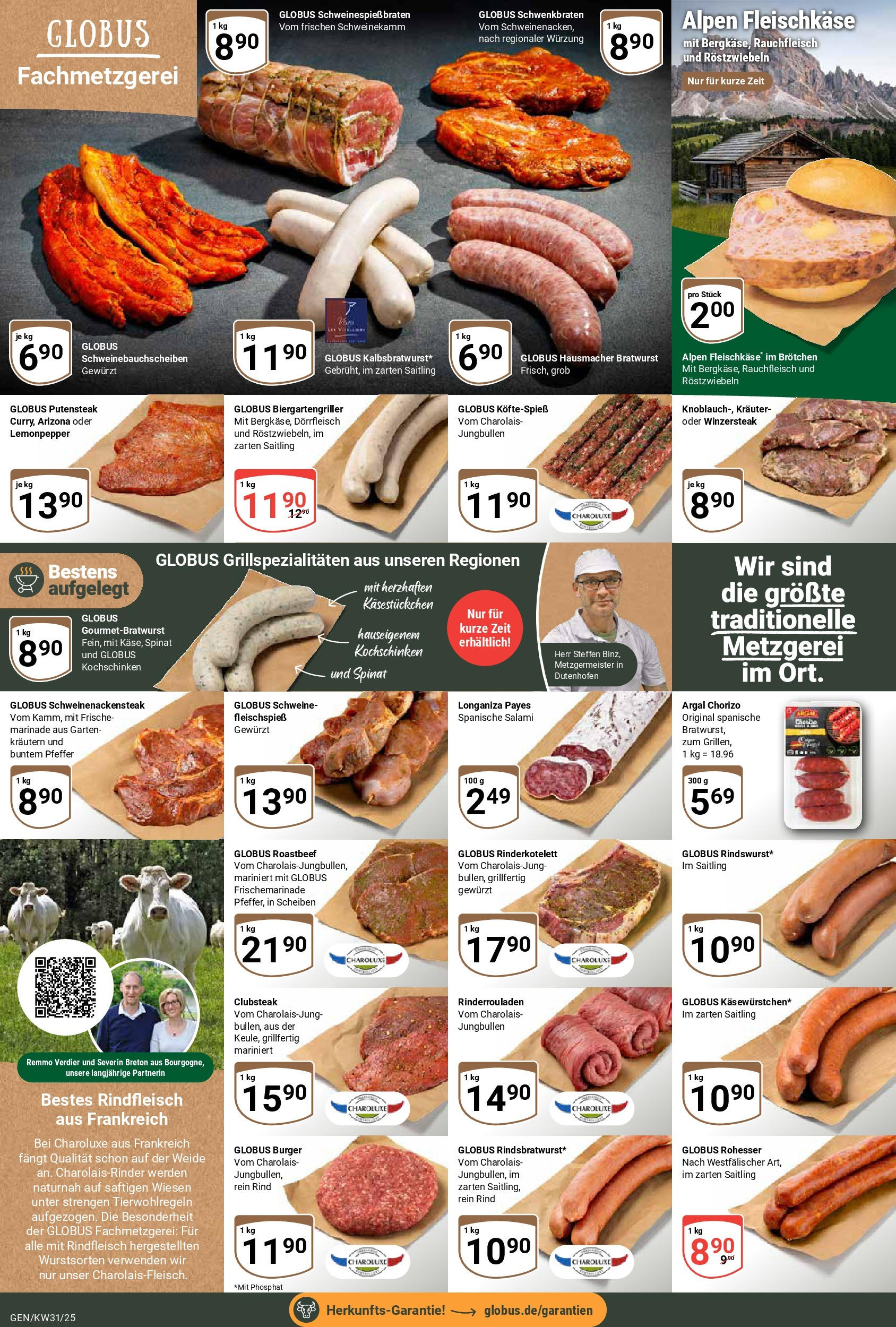 Globus prospekt Gensingen (ab 28.07.2025) » Angebote ab Montag | Seite: 8 | Produkte: Rinderrouladen, Bratwurst, Burger, Pfeffer Globus prospekt Gensingen (ab 28.07.2025) » Angebote online | Seite: 8 | Produkte: Rinderrouladen, Bratwurst, Burger, Pfeffer