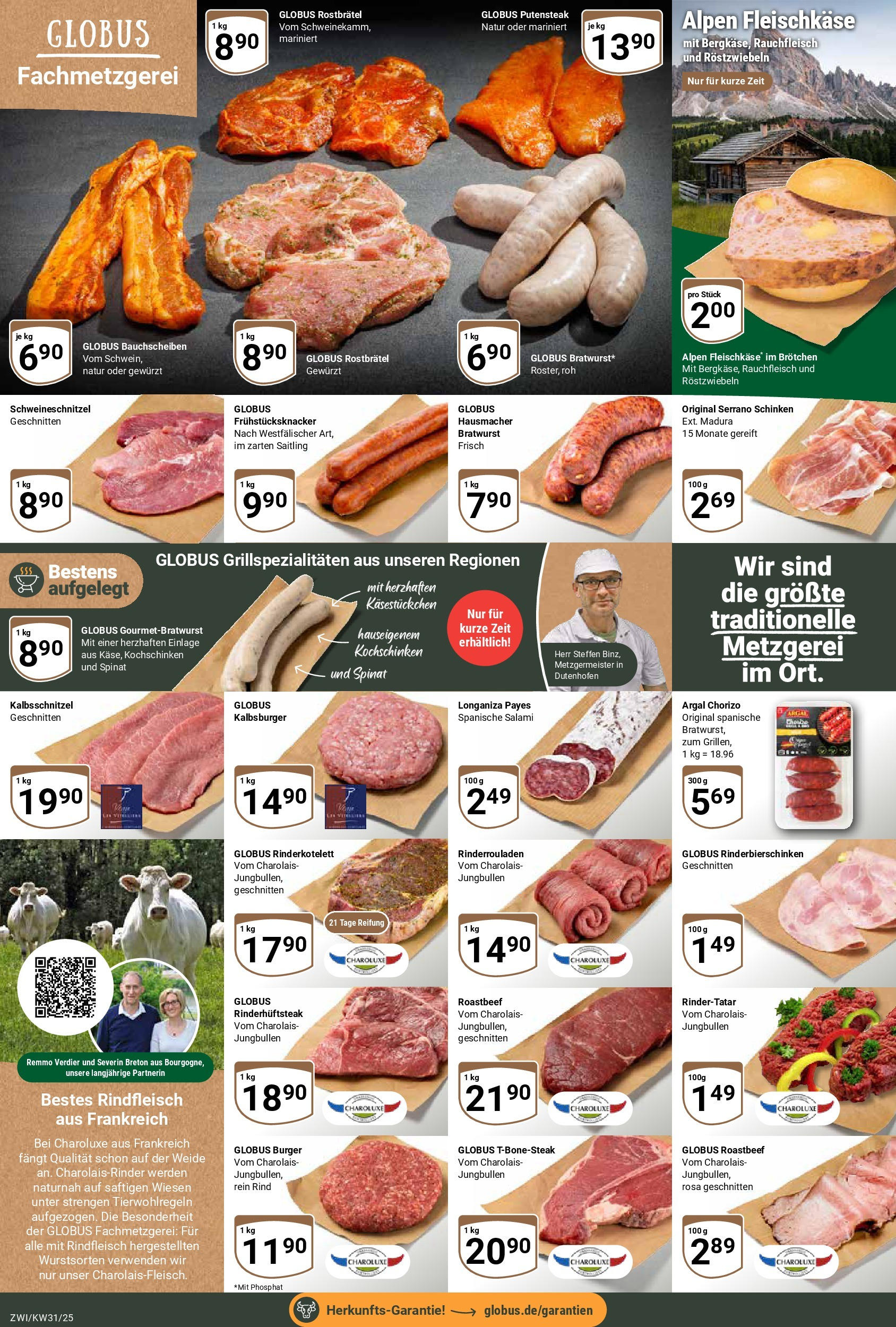 Globus prospekt Zwickau (ab 28.07.2025) » Angebote ab Montag | Seite: 8 | Produkte: Rinderrouladen, Bratwurst, Serrano schinken, Rindfleisch Globus prospekt Zwickau (ab 28.07.2025) » Angebote online | Seite: 8 | Produkte: Rinderrouladen, Bratwurst, Serrano schinken, Rindfleisch