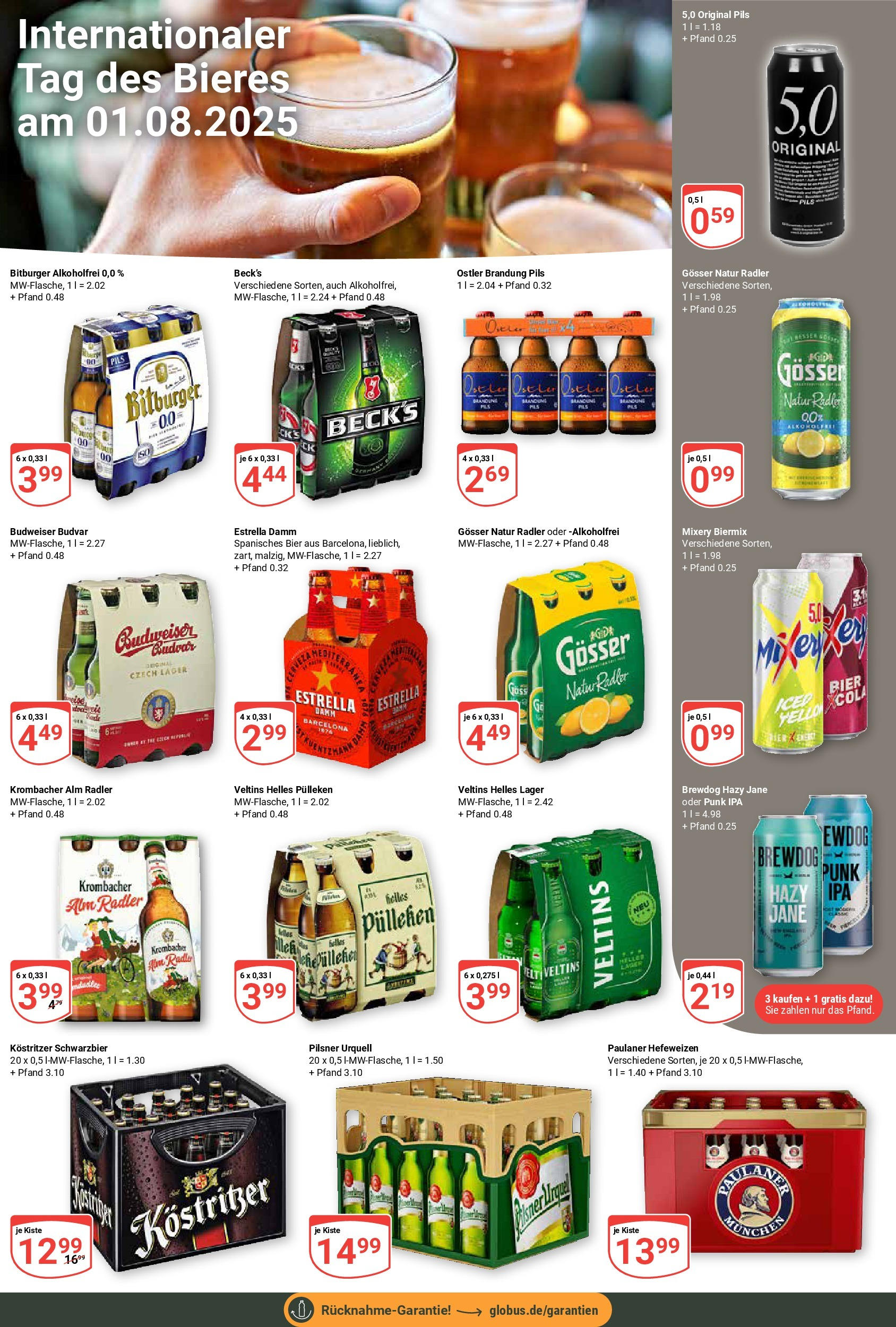 Globus prospekt Hoyerswerda	 (ab 28.07.2025) » Angebote online | Seite: 14 | Produkte: Helles pulleken, Bitburger, Radler, Budweiser