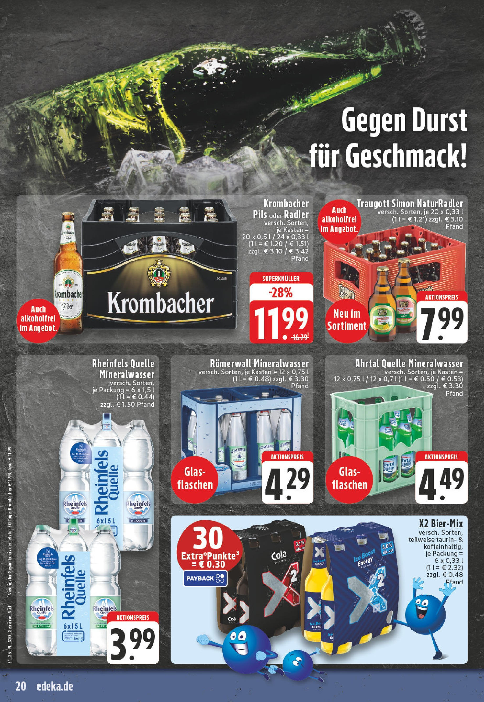 Edeka prospekt Bornheim (ab 27.07.2025) » Angebote Online | Seite: 20 | Produkte: Energy, Pils, Krombacher, Rheinfels quelle Edeka prospekt Bornheim (ab 27.07.2025) » Angebote Online | Seite: 20 | Produkte: Energy, Pils, Krombacher, Rheinfels quelle