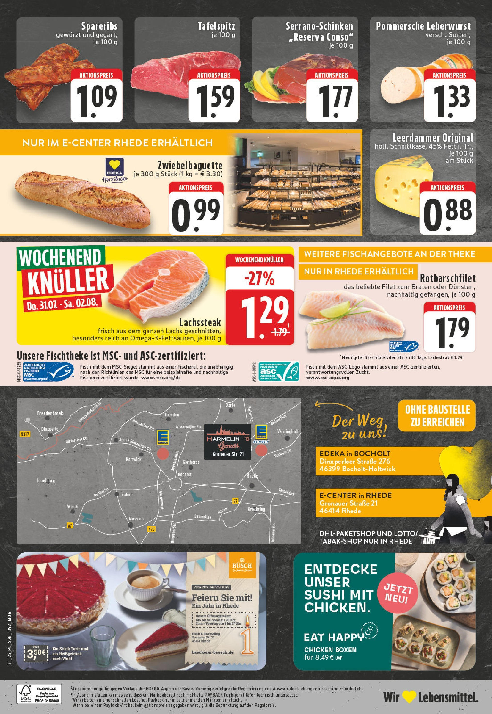 Edeka prospekt Bocholt - Holtwick	 (ab 27.07.2025) » Angebote Online | Seite: 28 | Produkte: Tafelspitz, Theke, Leerdammer, Lachs