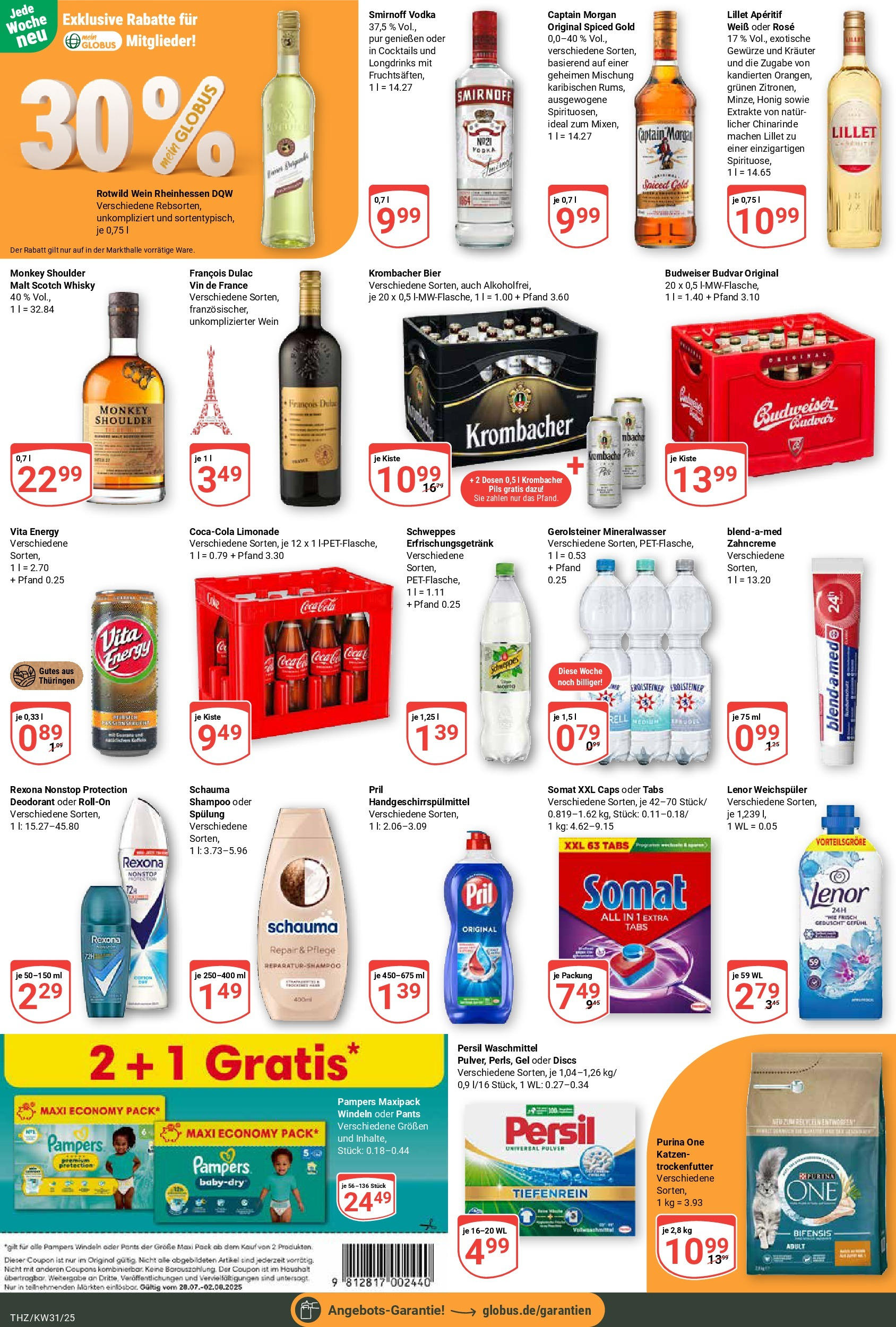 Globus prospekt Zeitz (ab 28.07.2025) » Angebote ab Montag | Seite: 3 | Produkte: Whisky, Pils, Mineralwasser, Pril Globus prospekt Zeitz (ab 28.07.2025) » Angebote online | Seite: 3 | Produkte: Whisky, Pils, Mineralwasser, Pril