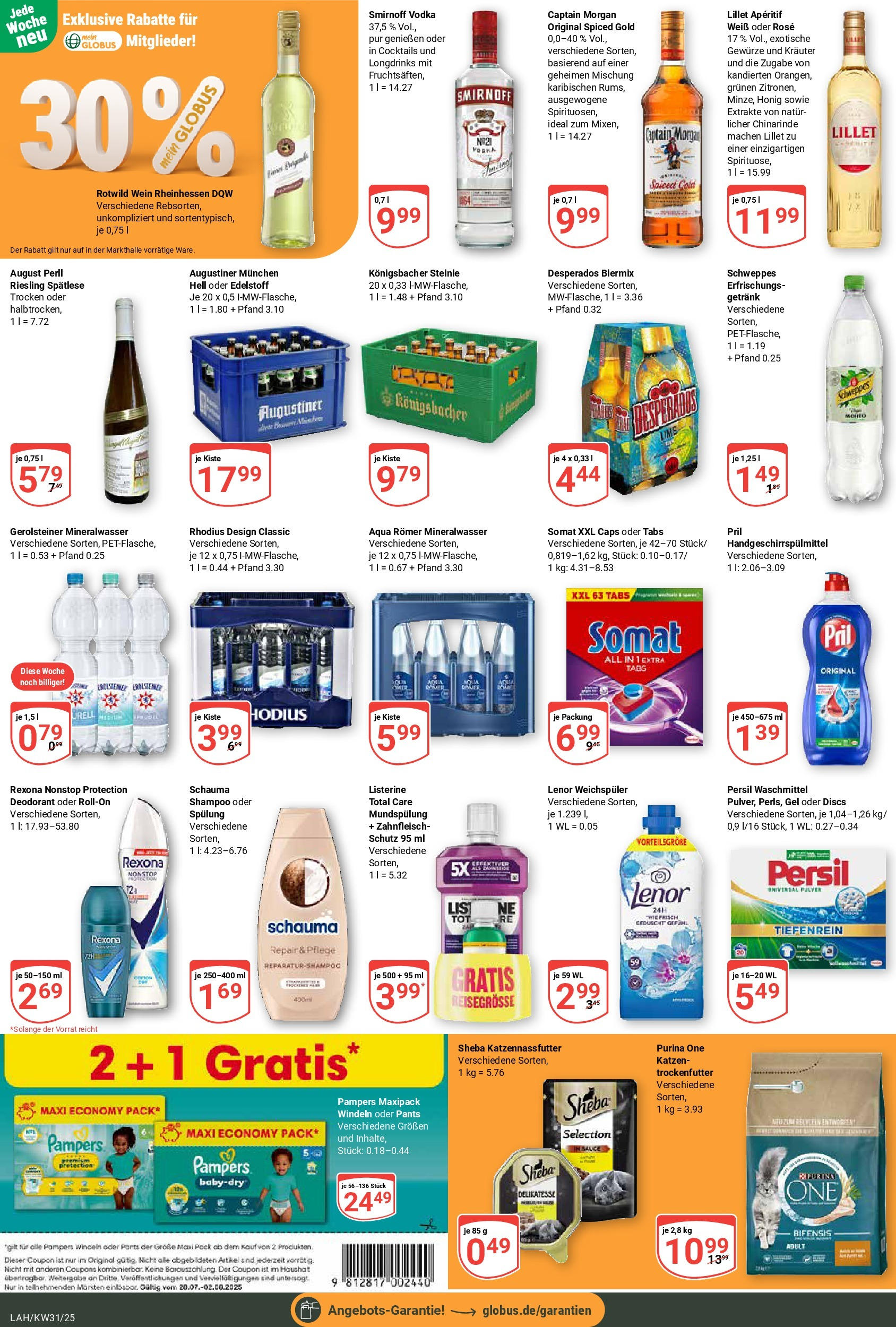 Globus prospekt Lahnstein (ab 28.07.2025) » Angebote ab Montag | Seite: 5 | Produkte: Pampers, Lillet, Vodka, Pril Globus prospekt Lahnstein (ab 28.07.2025) » Angebote online | Seite: 5 | Produkte: Pampers, Lillet, Vodka, Pril
