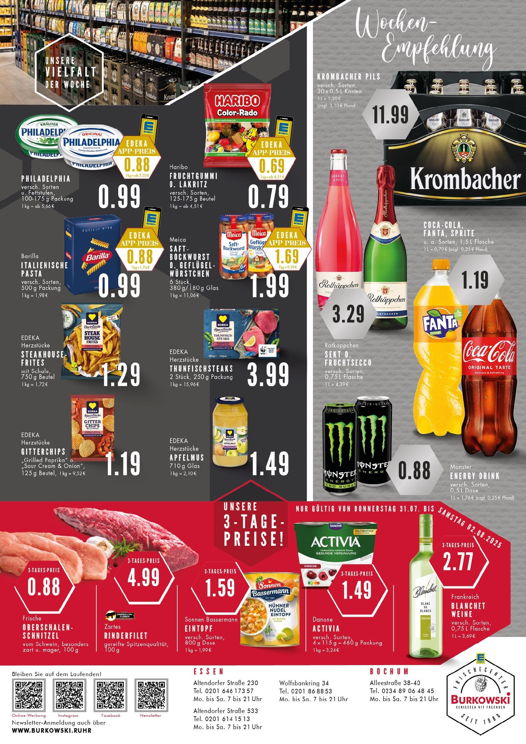 Edeka prospekt Essen (ab 27.07.2025) » Angebote Online | Seite: 8 | Produkte: Danone activia, Schnitzel, Paprika, Krombacher Edeka prospekt Essen (ab 27.07.2025) » Angebote Online | Seite: 8 | Produkte: Danone activia, Schnitzel, Paprika, Krombacher