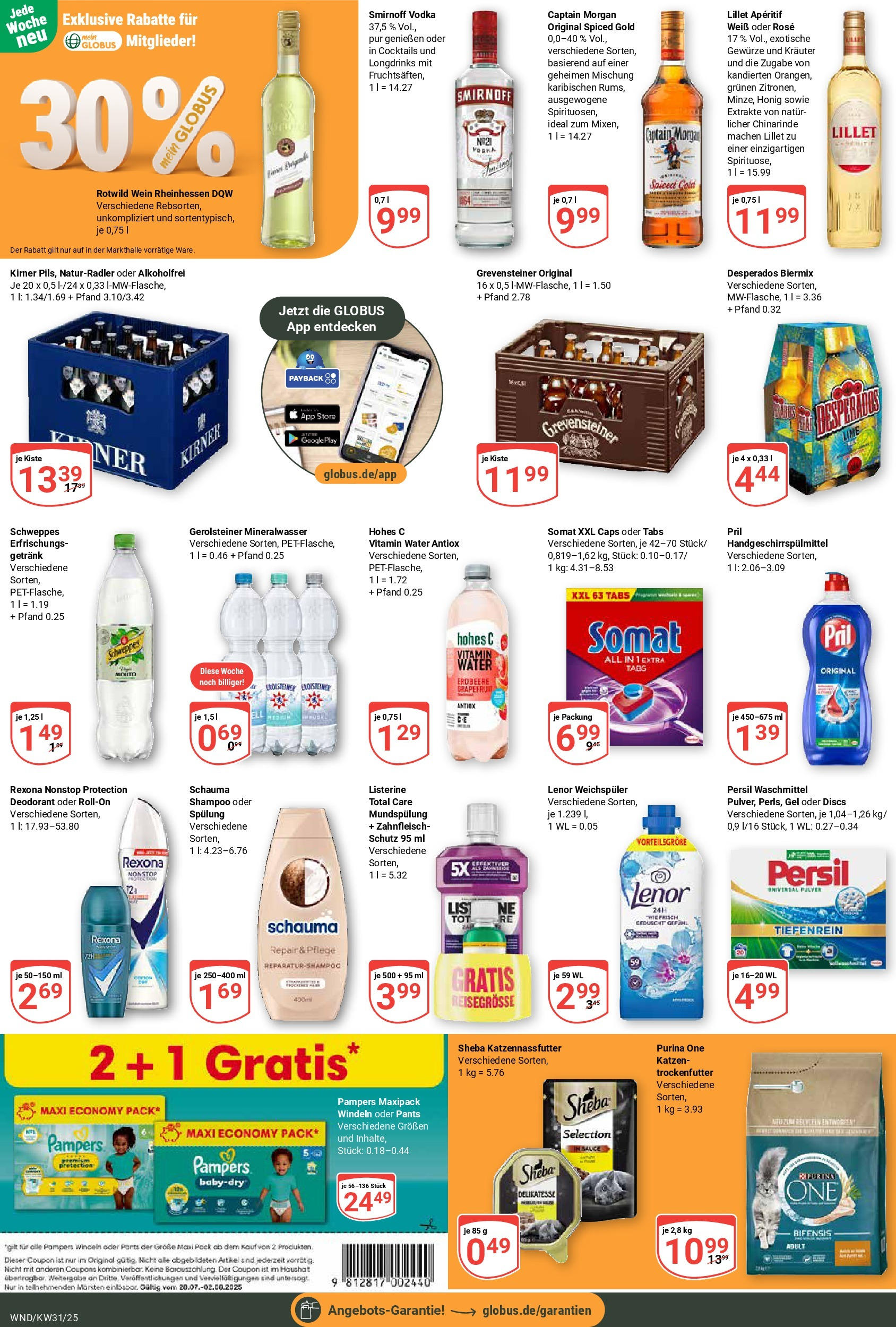 Globus prospekt St. Wendel (ab 28.07.2025) » Angebote ab Montag | Seite: 5 | Produkte: Lenor, Pampers, Grapefruit, Vodka Globus prospekt St. Wendel (ab 28.07.2025) » Angebote online | Seite: 5 | Produkte: Lenor, Pampers, Grapefruit, Vodka