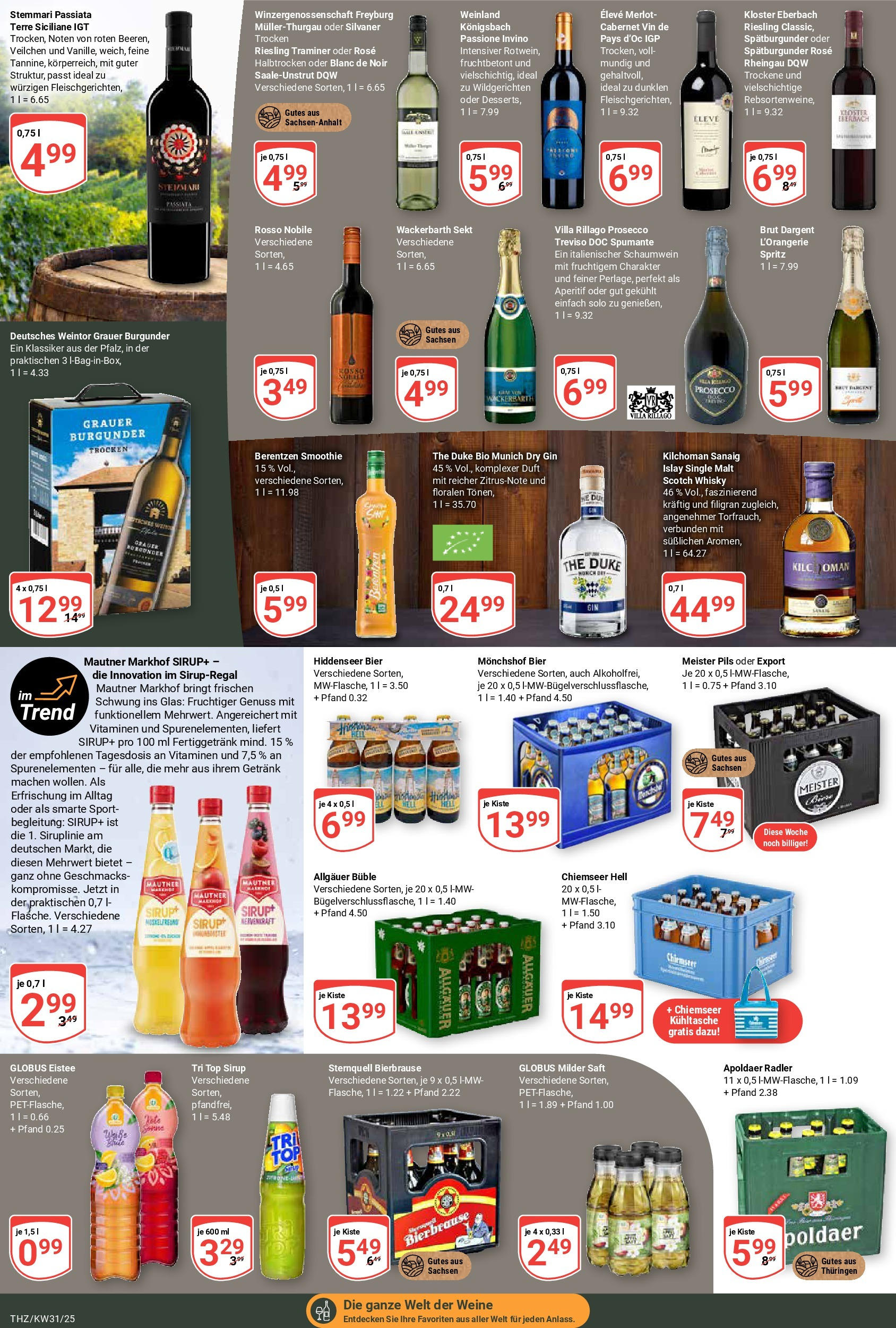 Globus prospekt Zeitz (ab 28.07.2025) » Angebote ab Montag | Seite: 14 | Produkte: Top, Bier, Sirup, Brut dargent Globus prospekt Zeitz (ab 28.07.2025) » Angebote online | Seite: 14 | Produkte: Top, Bier, Sirup, Brut dargent