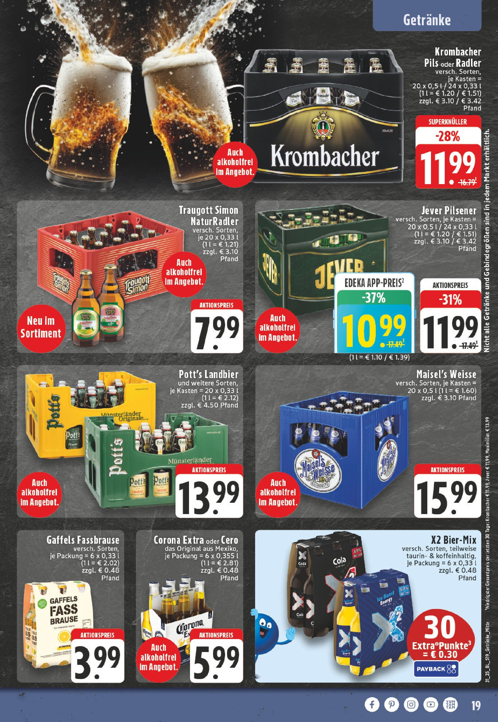 Edeka prospekt Dortmund	 (ab 27.07.2025) » Angebote Online | Seite: 19 | Produkte: Cola, Pils, Krombacher, Fassbrause