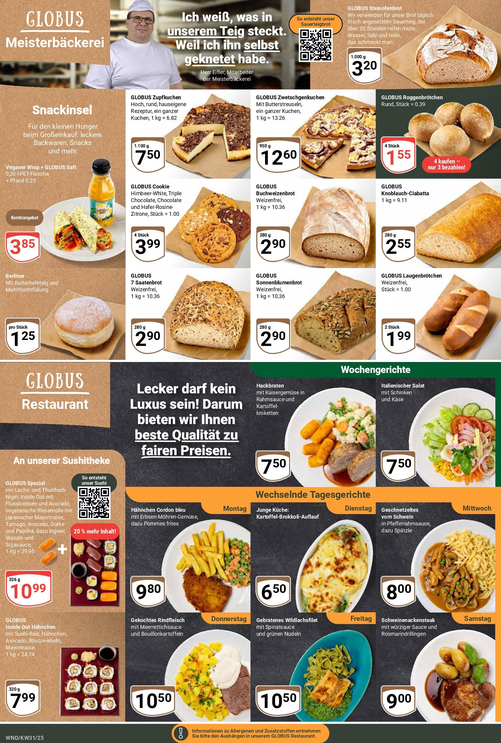 Globus prospekt St. Wendel (ab 28.07.2025) » Angebote ab Montag | Seite: 7 | Produkte: Hahnchen, Käse, Saft, Salat Globus prospekt St. Wendel (ab 28.07.2025) » Angebote online | Seite: 7 | Produkte: Hahnchen, Käse, Saft, Salat