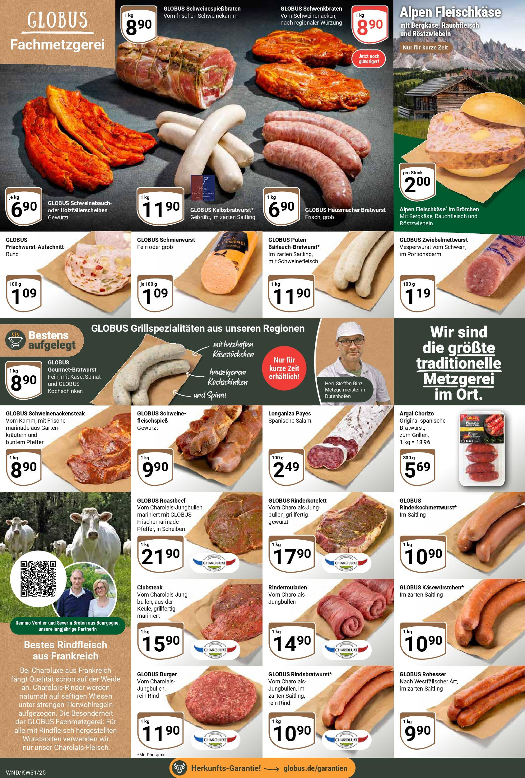 Globus prospekt St. Wendel (ab 28.07.2025) » Angebote ab Montag | Seite: 8 | Produkte: Rinderrouladen, Salami, Schweinefleisch, Rindfleisch Globus prospekt St. Wendel (ab 28.07.2025) » Angebote online | Seite: 8 | Produkte: Rinderrouladen, Salami, Schweinefleisch, Rindfleisch