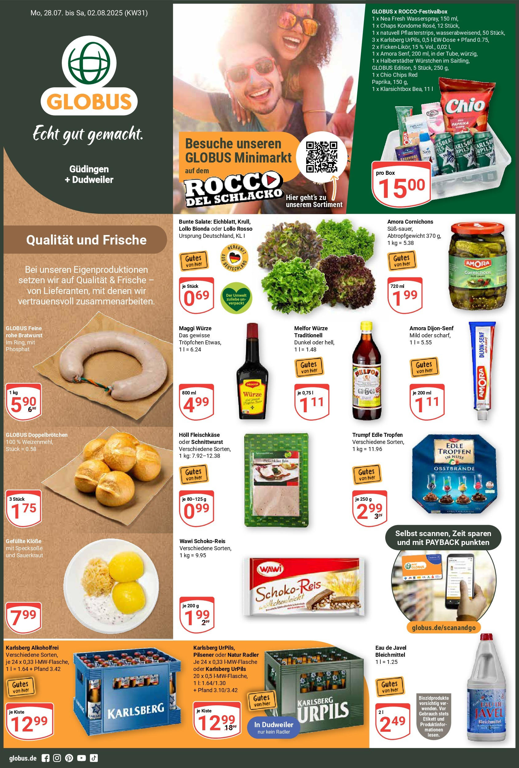 Globus prospekt Saarbrücken-Dudweiler	 (ab 28.07.2025) » Angebote online | Seite: 1 | Produkte: Maggi, Box, Bratwurst, Radler